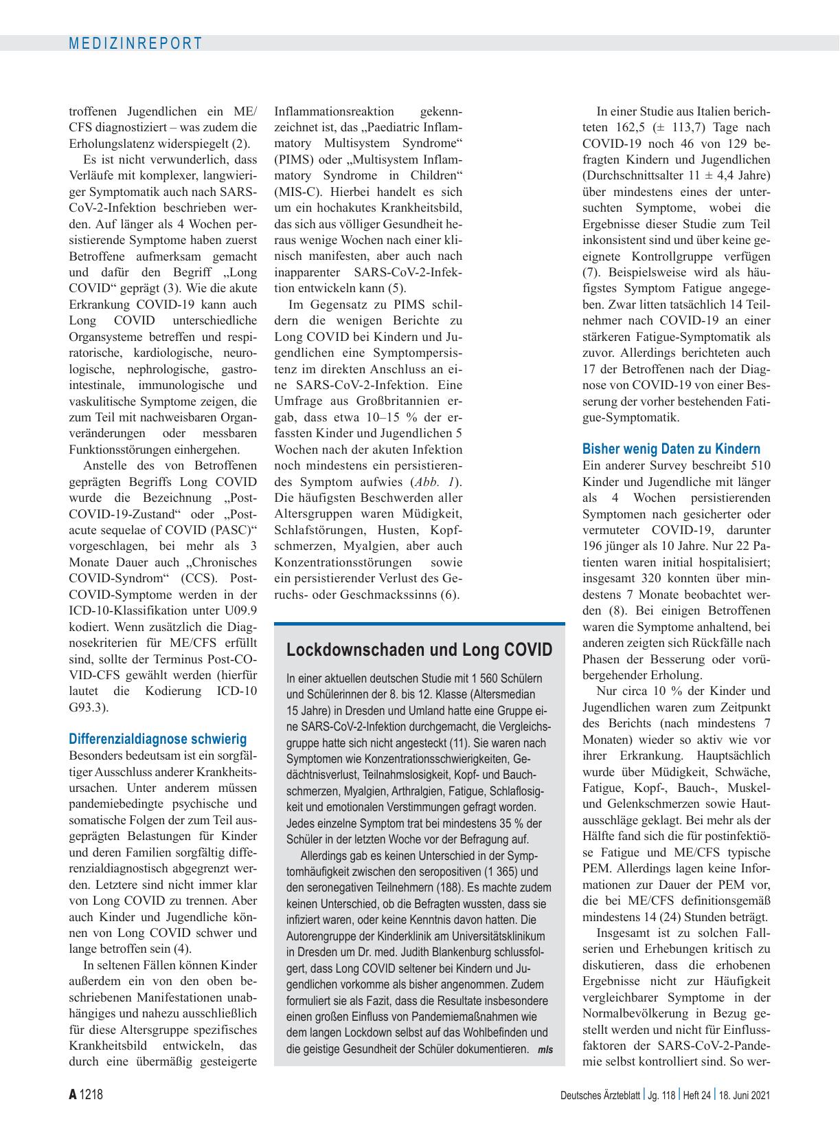 Vorschauseite 2: SARS-CoV-2: Long COVID in der Pädiatrie