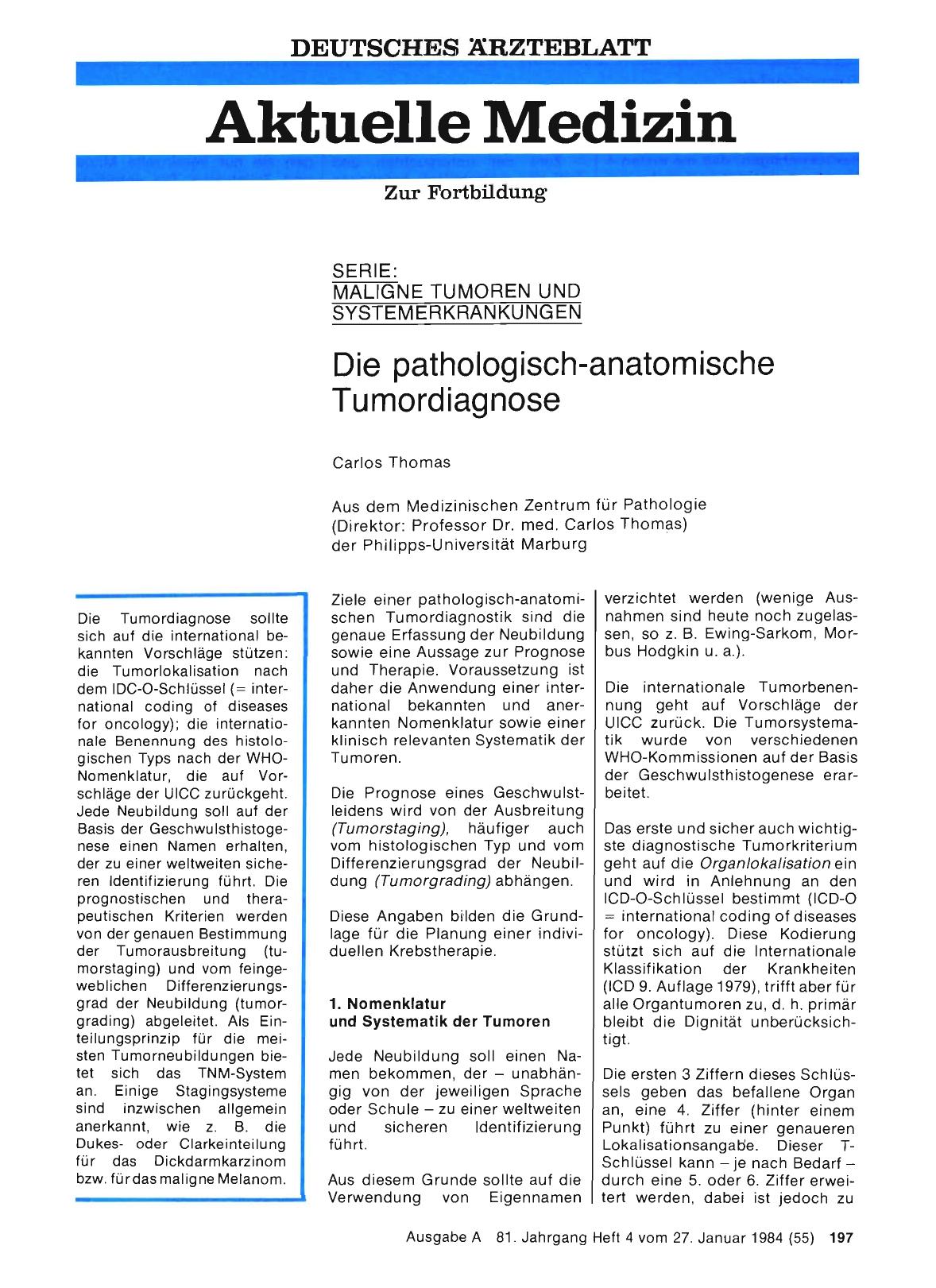 Vorschauseite 1: Die pathologisch-anatomische Tumordiagnose