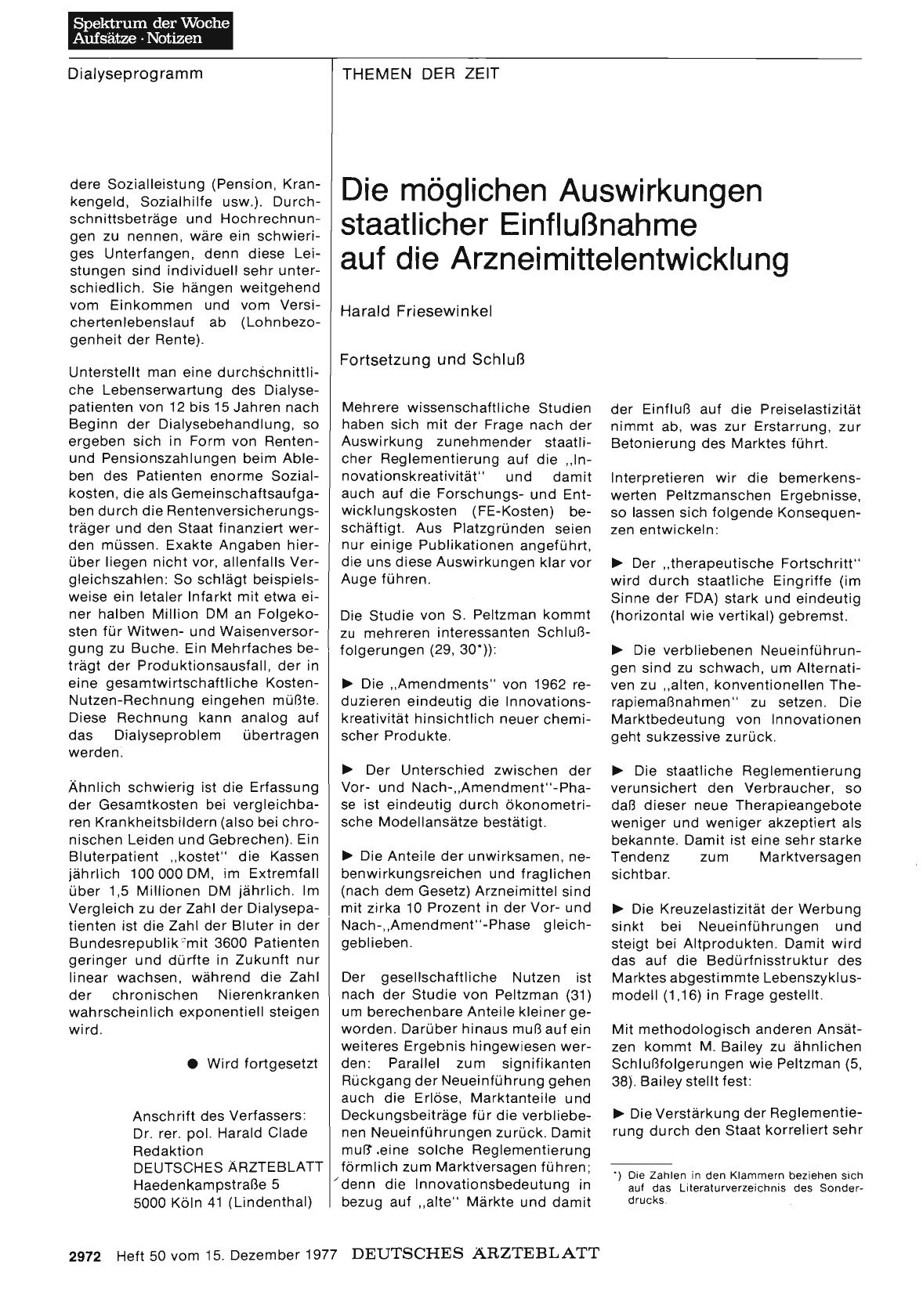 Vorschauseite 1: Die möglichen Auswirkungen staatlicher Einflußnahme auf die Arzneimittelentwicklung