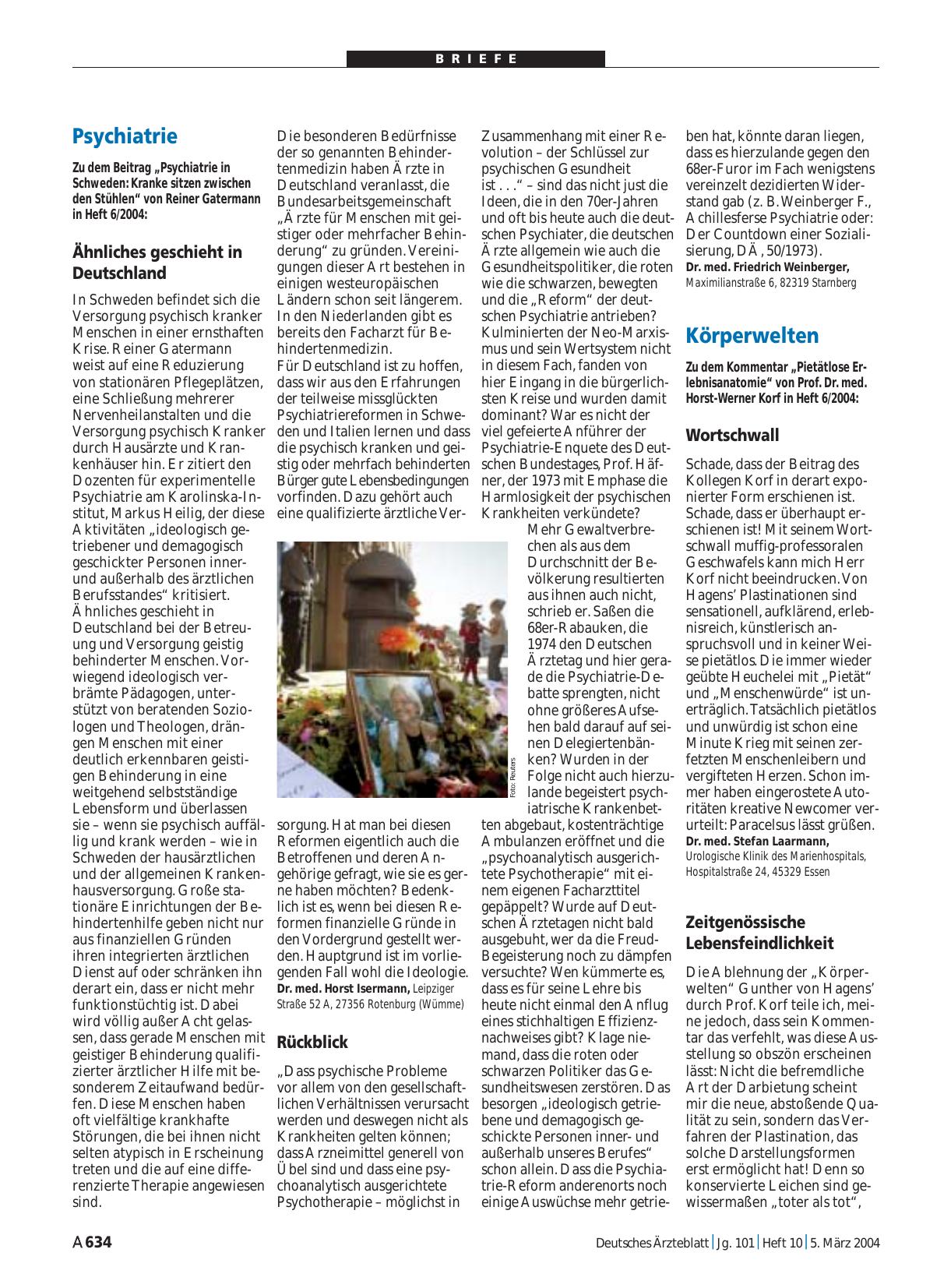 Vorschauseite 1: Körperwelten: Zeitgenössische Lebensfeindlichkeit