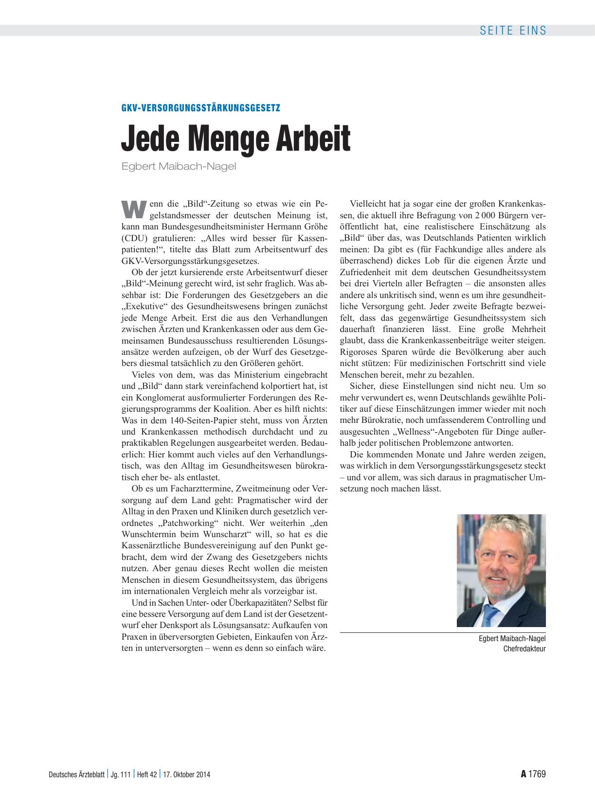 Vorschauseite 1: GKV-Versorgungsstärkungsgesetz: Jede Menge Arbeit