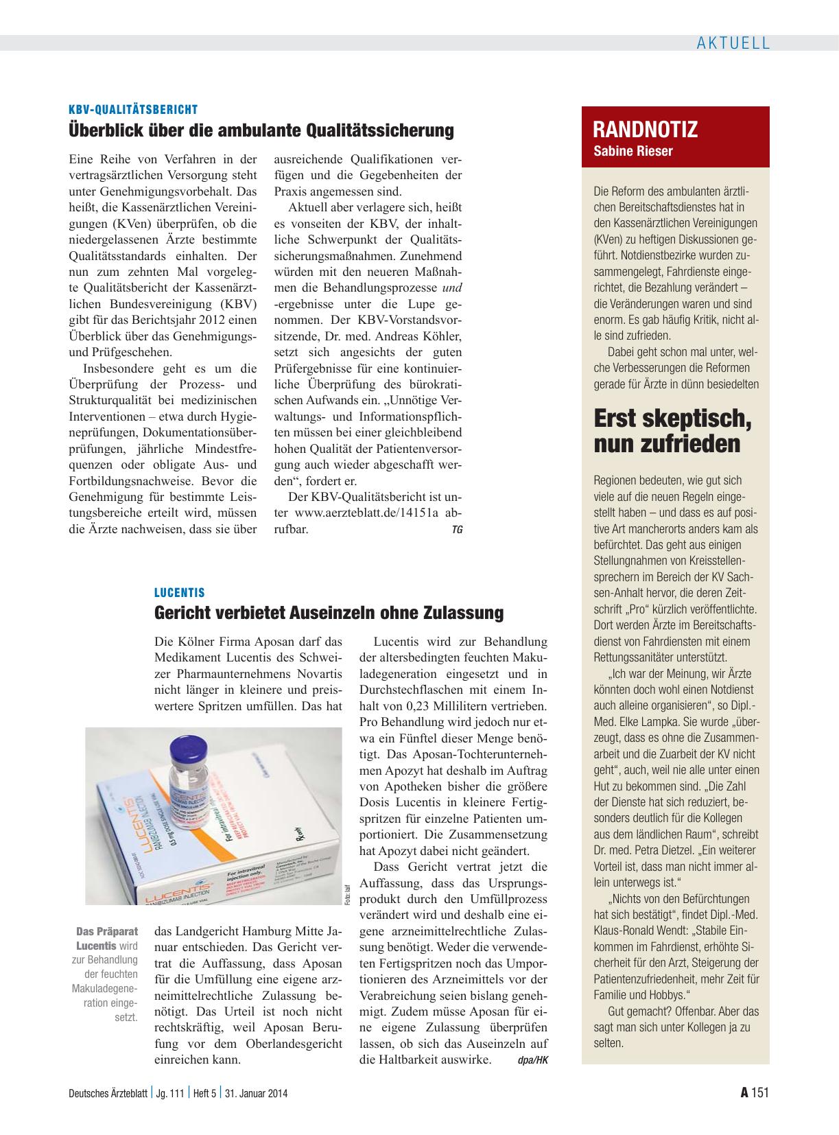 Vorschauseite 1: KBV-Qualitätsbericht: Überblick über die ambulante Qualitätssicherung