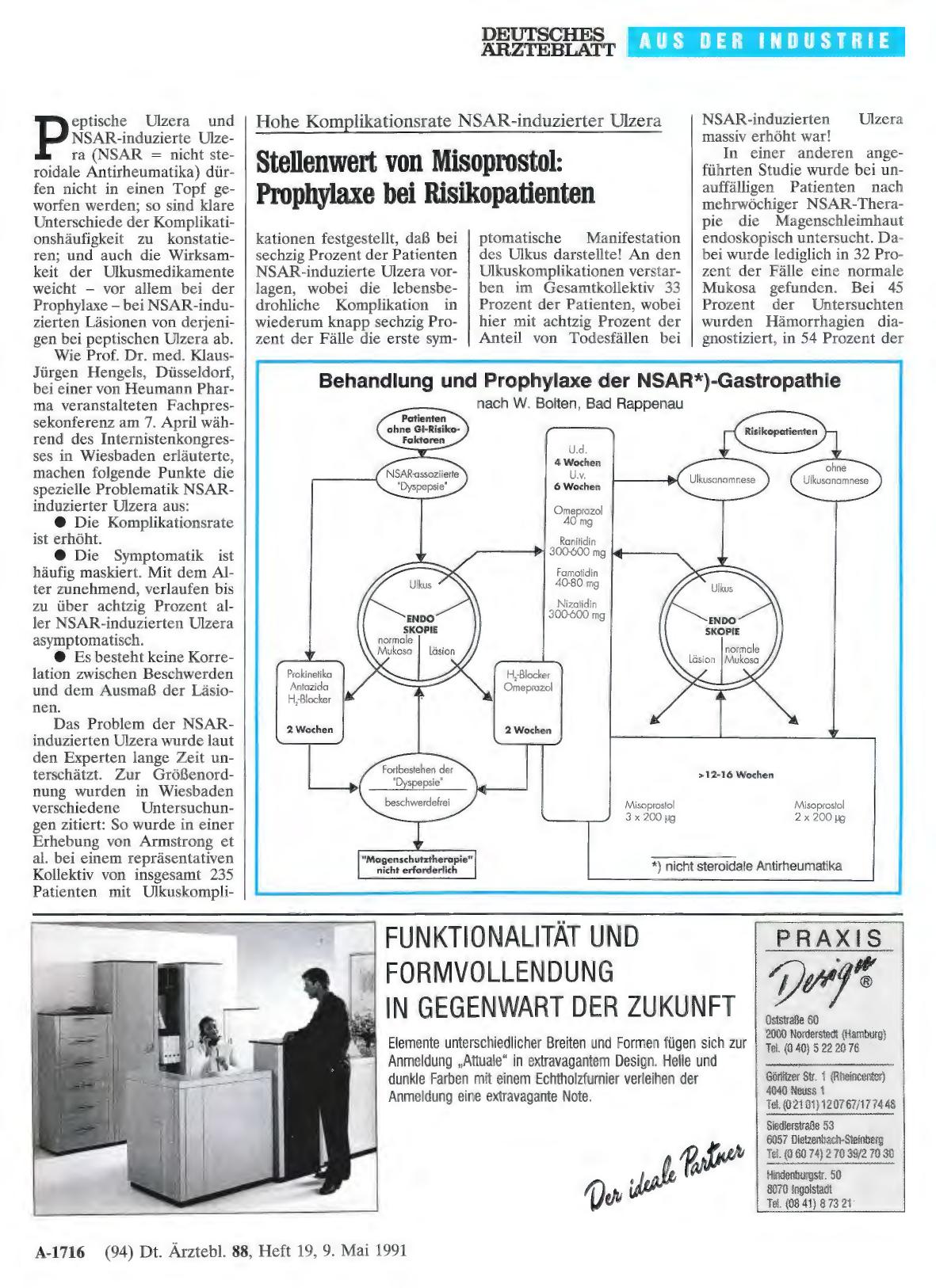 Vorschauseite 1: Hohe Komplikationsrate NSAR-induzierter Ulzera: Stellenwert von Misoprostol: Prophylaxe bei Risikopatienten