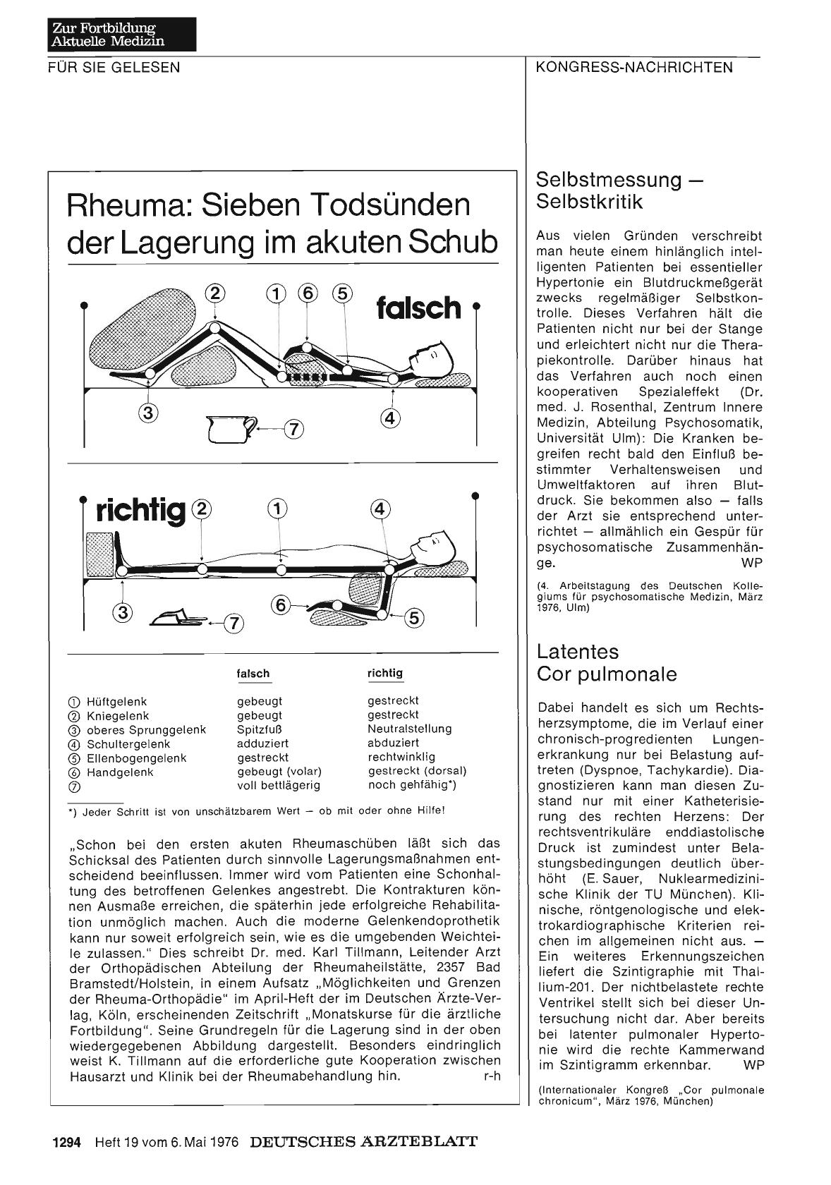 Vorschauseite 1: Rheuma: Sieben Todsünden der Lagerung im akuten Schub