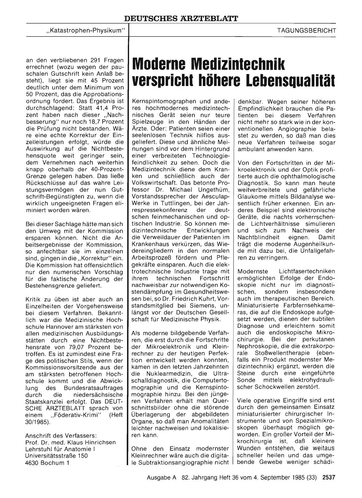 Vorschauseite 1: Moderne Medizintechnik verspricht höhere Lebensqualität