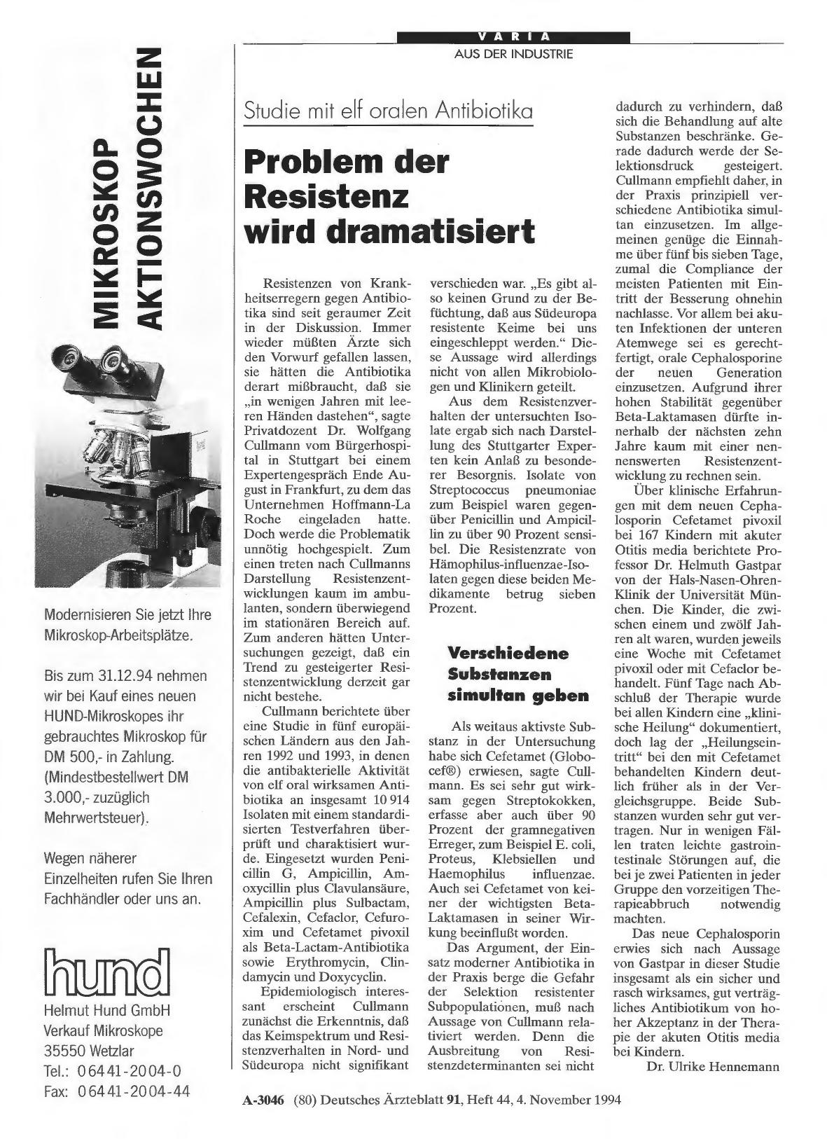 Vorschauseite 1: Studie mit elf oralen Antibiotika: Problem der Resistenz wird dramatisiert
