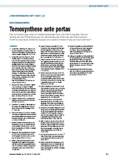 Vorschauseite 4: Brustkrebsscreening: Tomosynthese ante portas