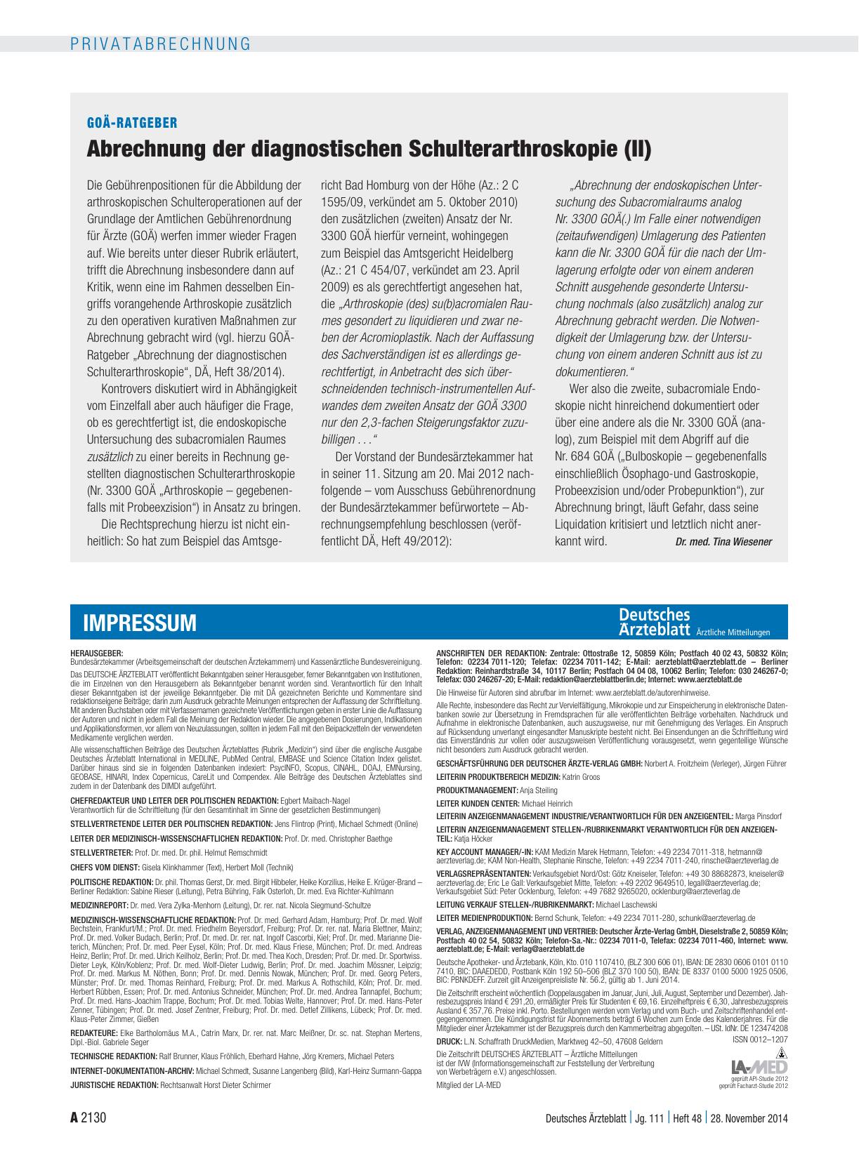 Vorschauseite 1: GOÄ-Ratgeber: Abrechnung der diagnostischen Schulterarthroskopie (II)