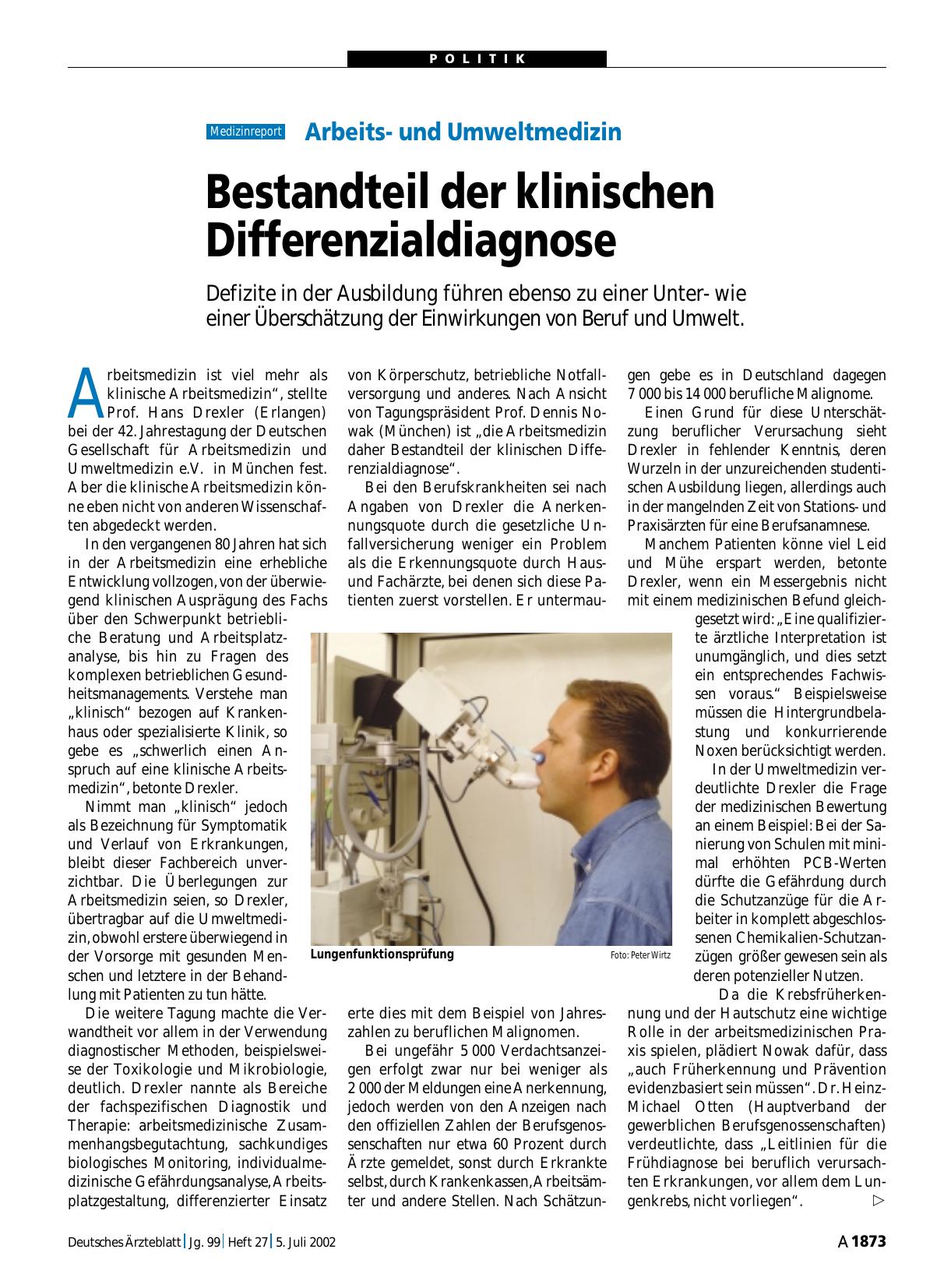 Vorschauseite 1: Arbeitsund Umweltmedizin: Bestandteil der klinischen Differenzialdiagnose