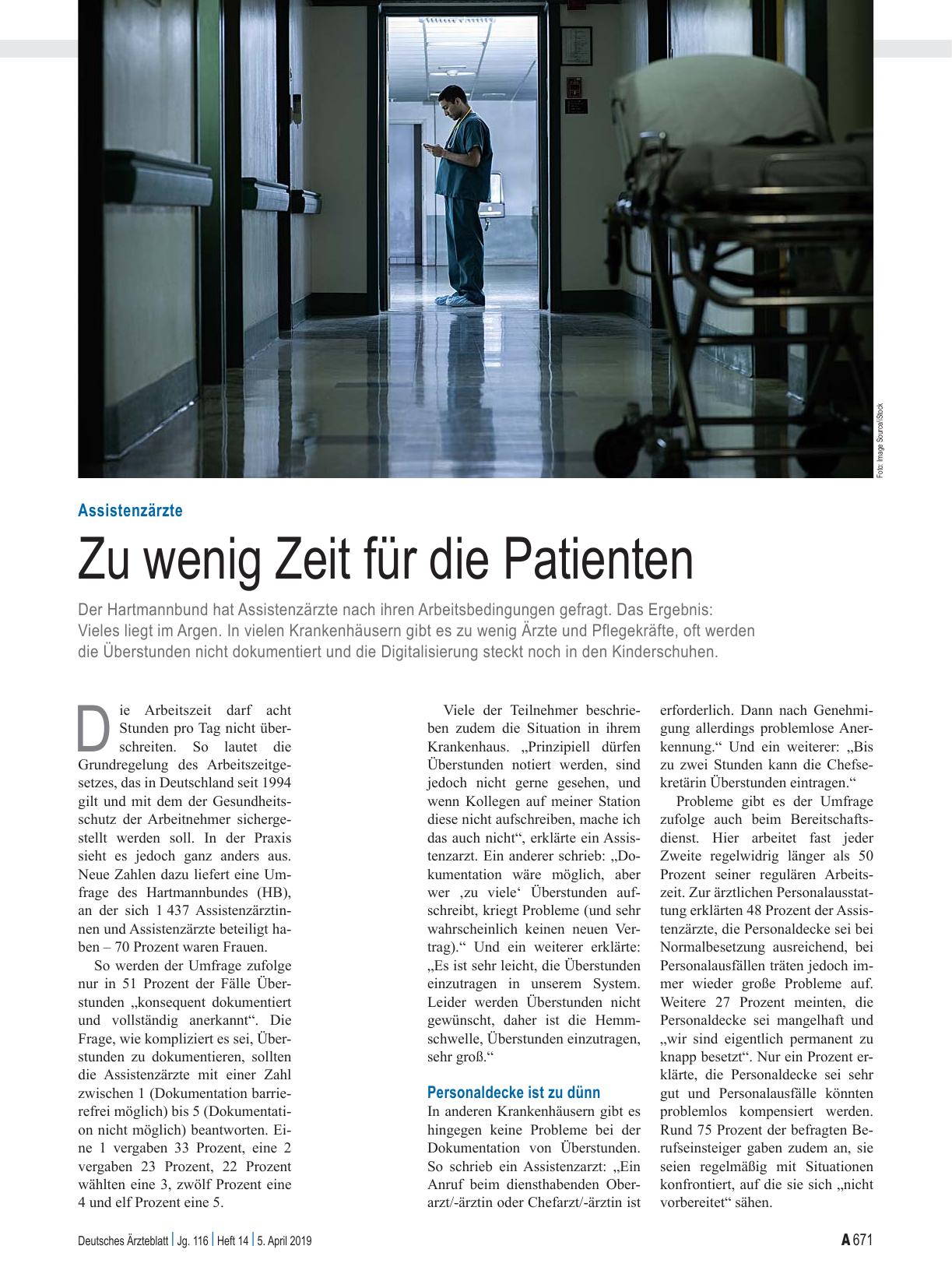 Vorschauseite 1: Assistenzärzte: Zu wenig Zeit für die Patienten