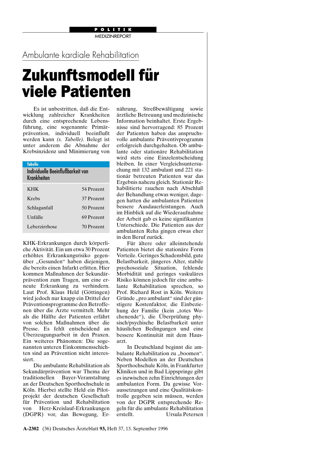 Vorschauseite 1: Ambulante kardiale Rehabilitation: Zukunftsmodell für viele Patienten