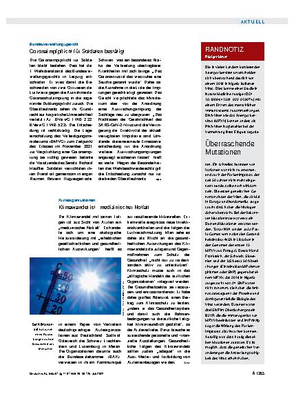 Vorschauseite 1: Ärzteorganisationen: Klimawandel ist „medizinischer Notfall“