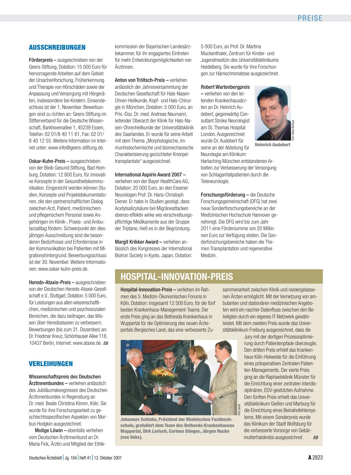 Vorschauseite 1: Verleihungen