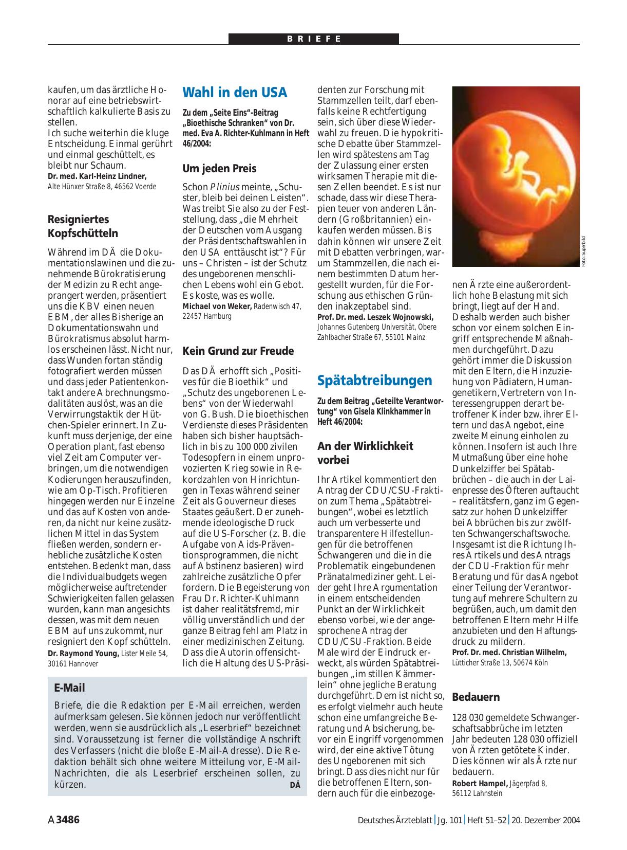 Vorschauseite 1: Spätabtreibungen: Bedauern