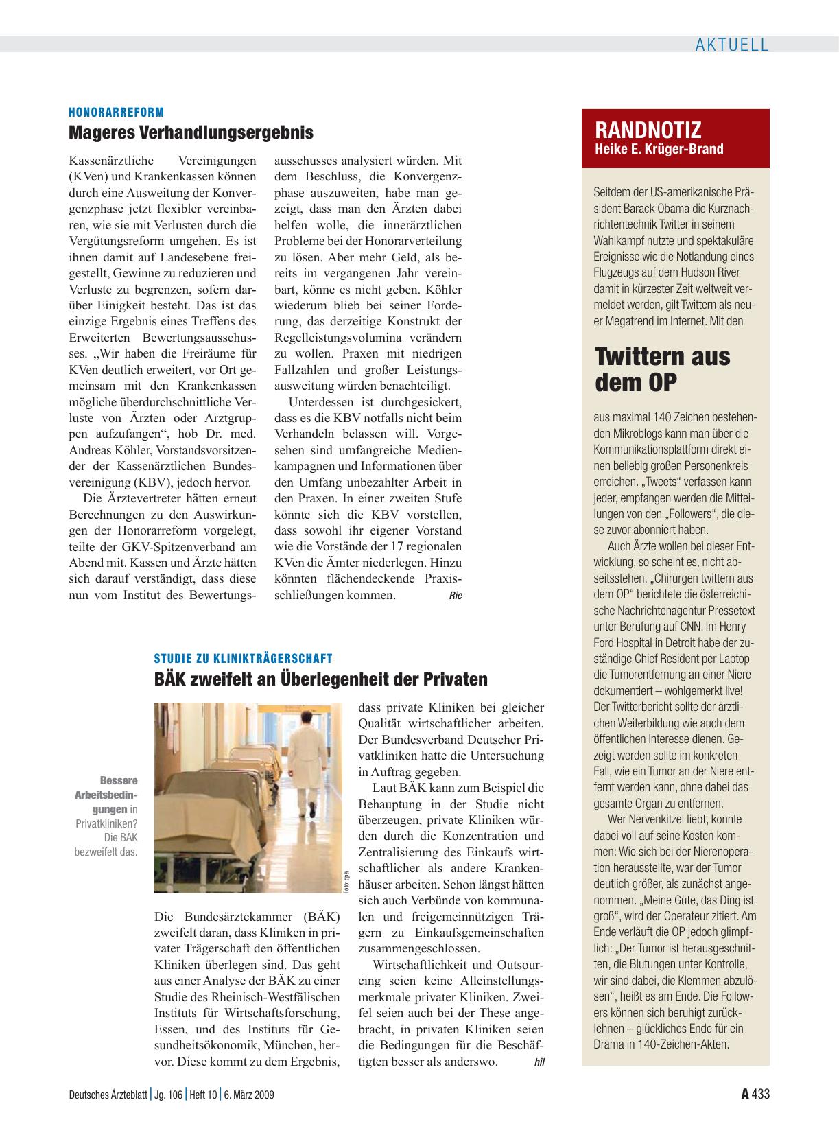 Vorschauseite 1: Honorarreform: Mageres Verhandlungsergebnis