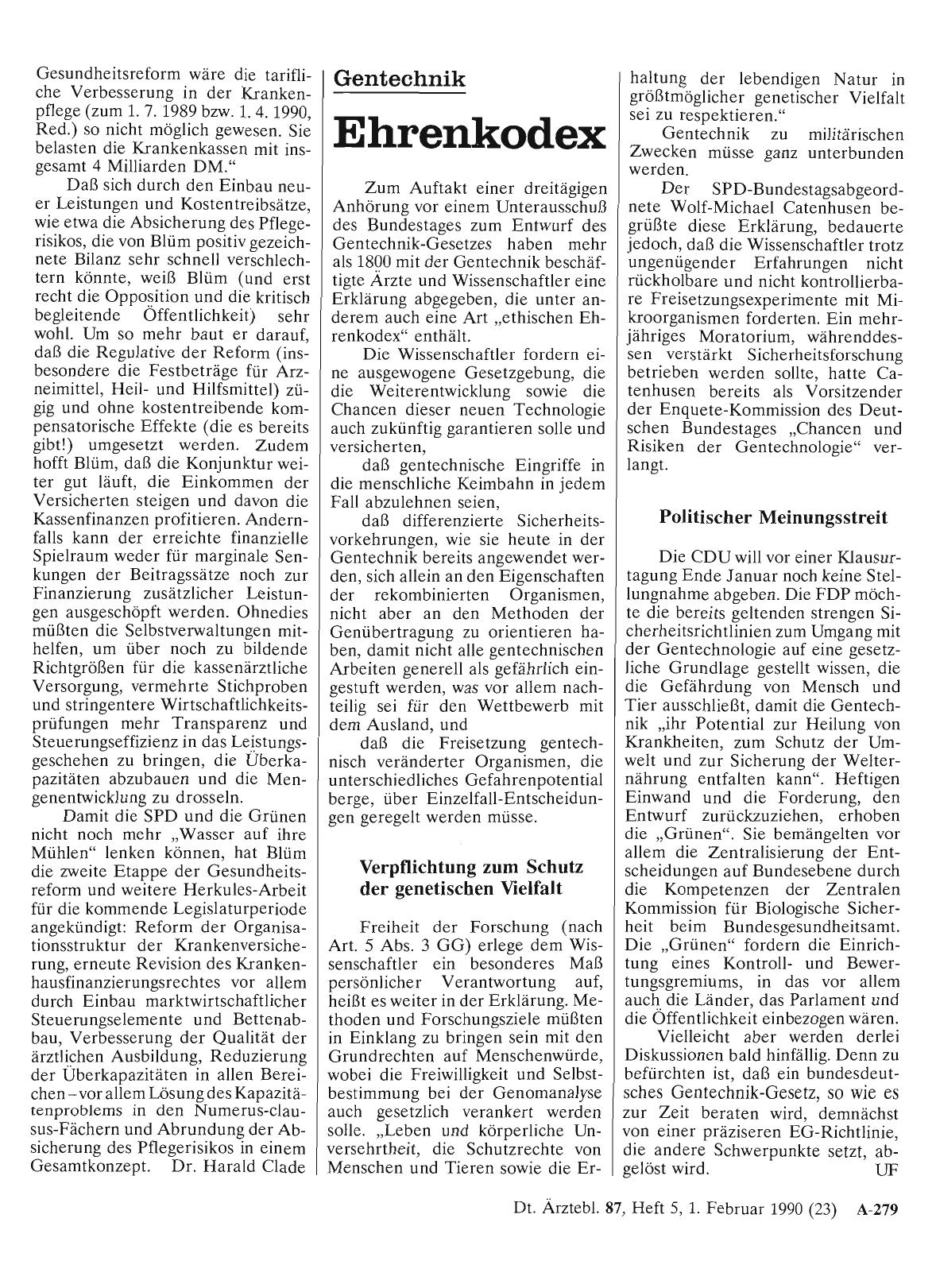 Vorschauseite 1: Gentechnik: Ehrenkodex