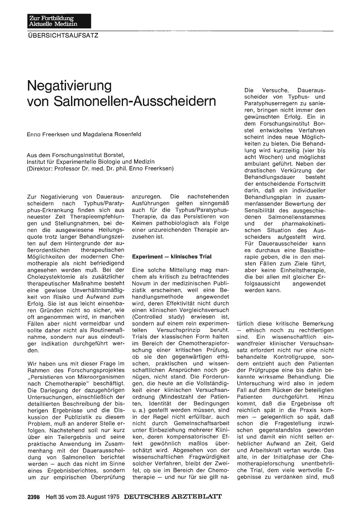 Vorschauseite 1: Negativierung von Salmonellen-Ausscheidern