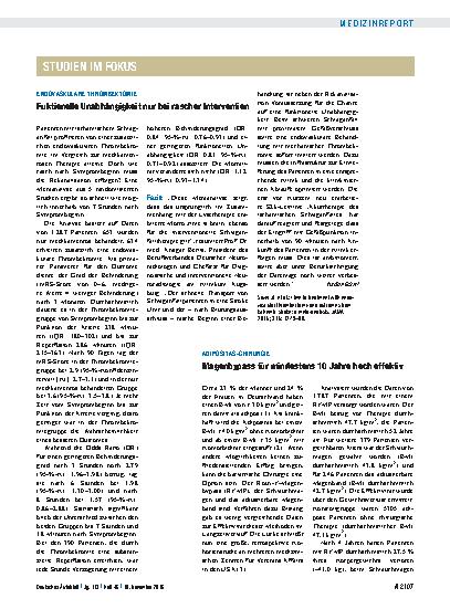 Vorschauseite 1: Adipositas-Chirurgie: Magenbypass für mindestens 10 Jahre hoch effektiv