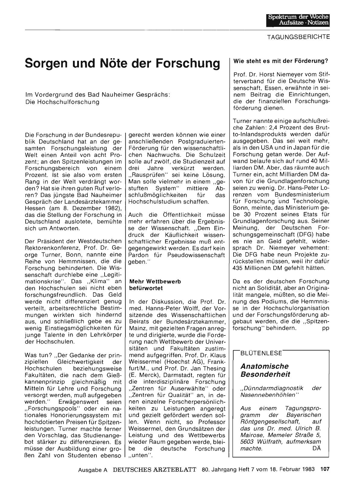 Vorschauseite 1: Sorgen und Nöte der Forschung