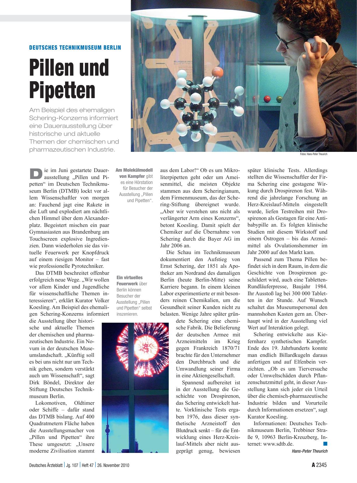Vorschauseite 1: Deutsches Technikmuseum Berlin: Pillen und Pipetten