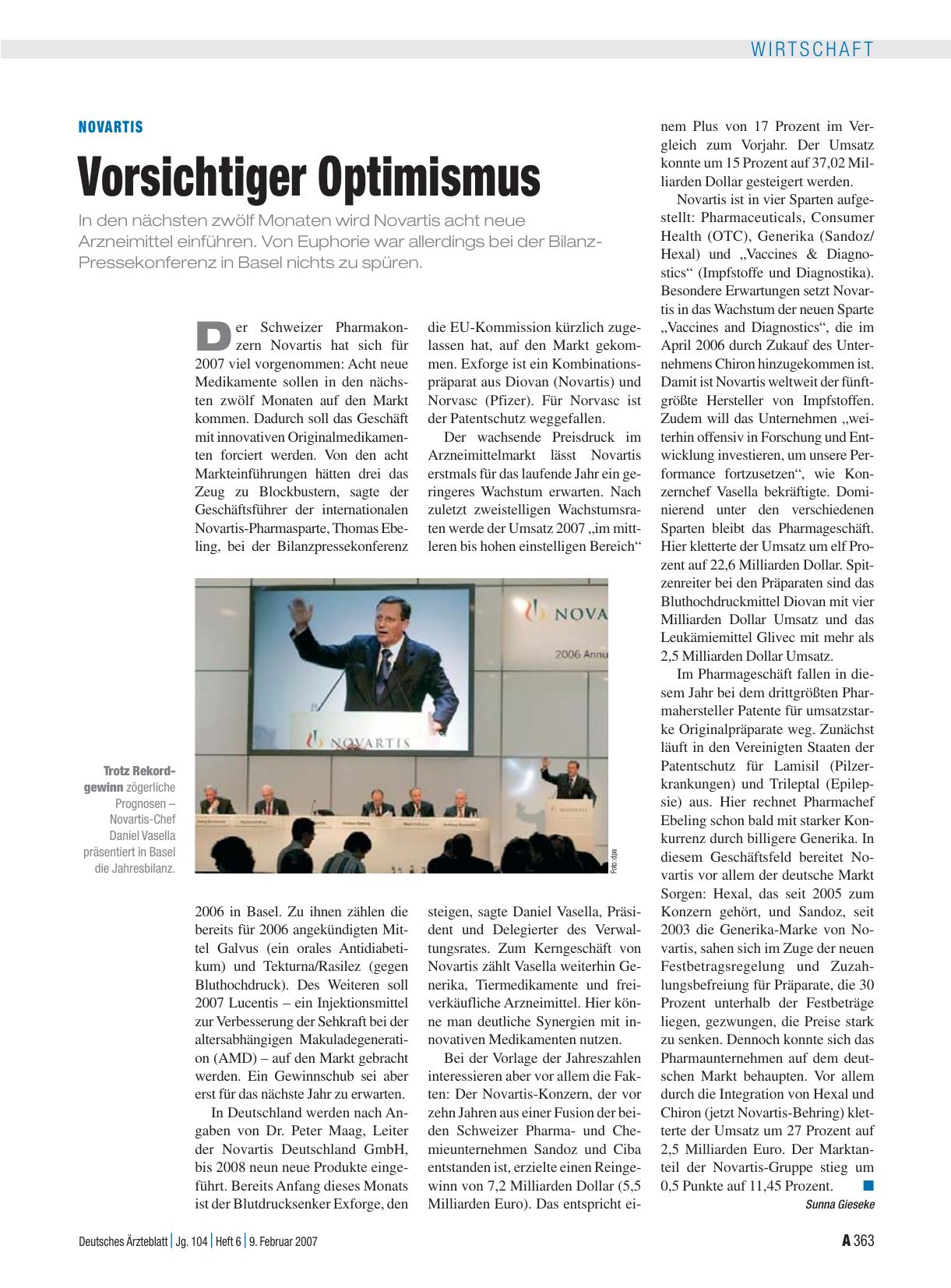 Vorschauseite 1: Novartis: Vorsichtiger Optimismus