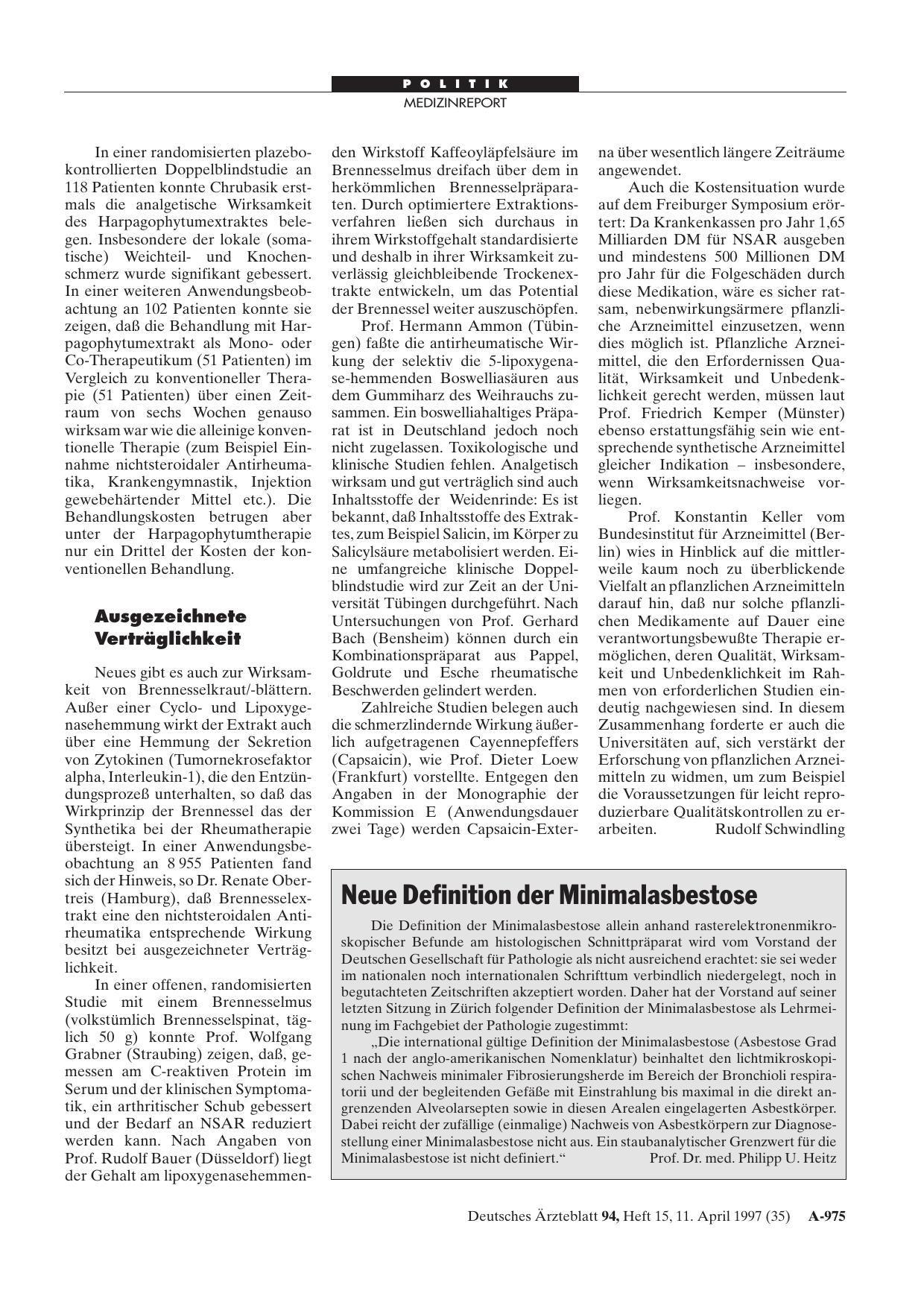 Vorschauseite 1: Neue Definition der Minimalasbestose