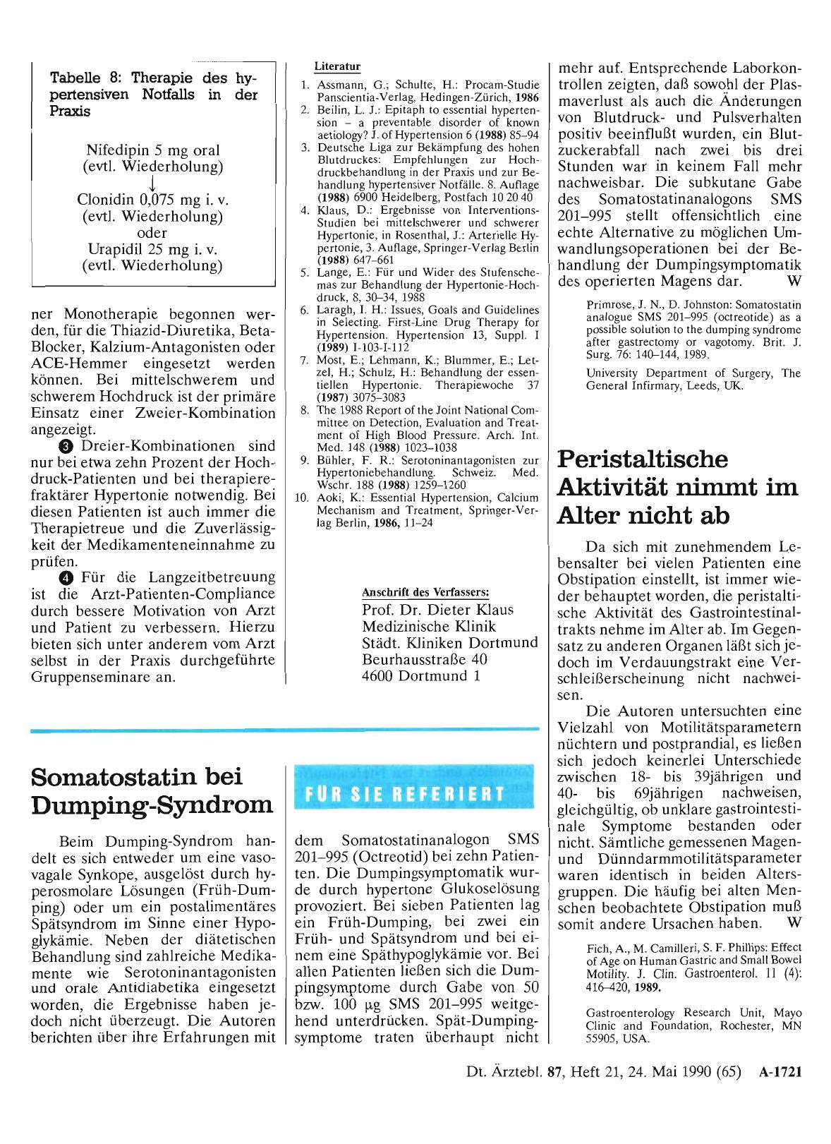 Vorschauseite 1: Peristaltische Aktivität nimmt im Alter nicht ab