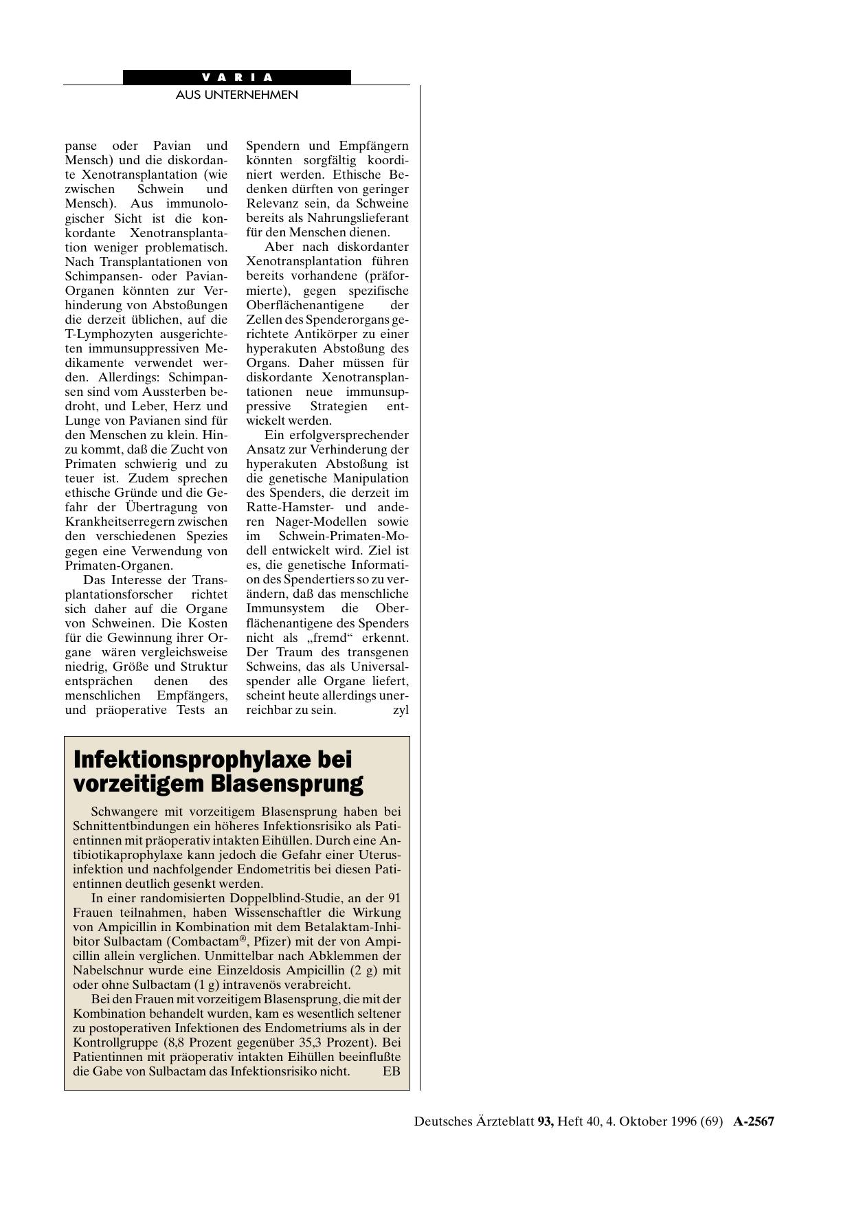 Vorschauseite 1: Infektionsprophylaxe bei vorzeitigem Blasensprung
