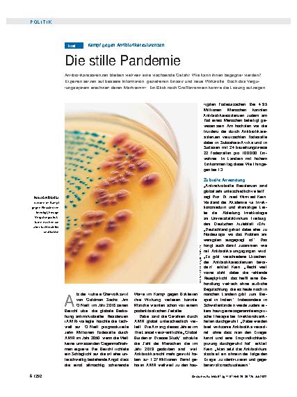 Vorschauseite 1: Kampf gegen Antibiotikaresistenzen: Die stille Pandemie