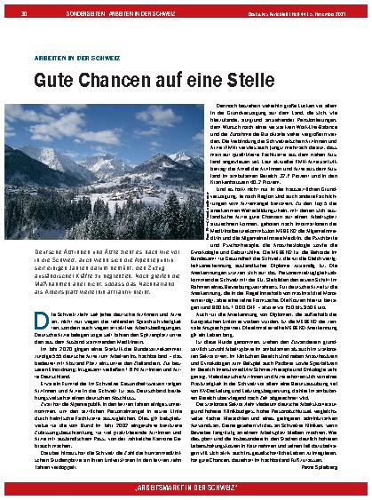 Vorschauseite 1: Arbeiten in der Schweiz: Gute Chancen auf eine Stelle