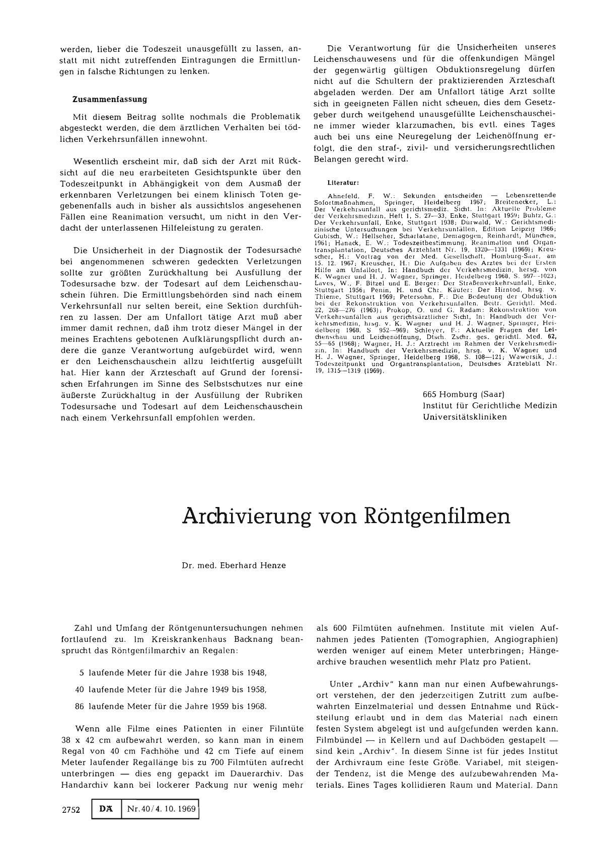 Vorschauseite 1: Archivierung von Röntgenfilmen