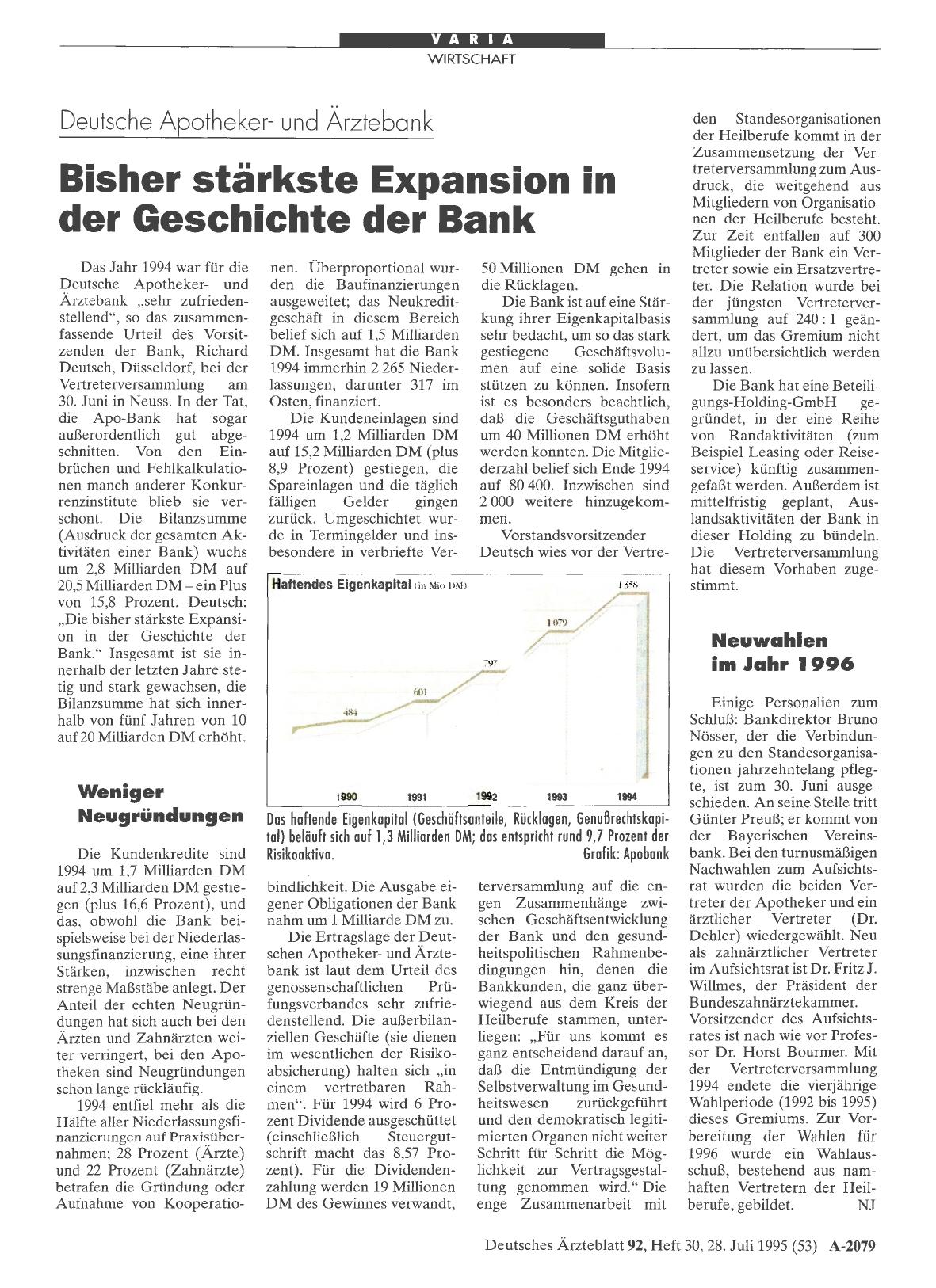 Vorschauseite 1: Deutsche Apothekerund Ärztebank: Bisher stärkste Expansion in der Geschichte der Bank