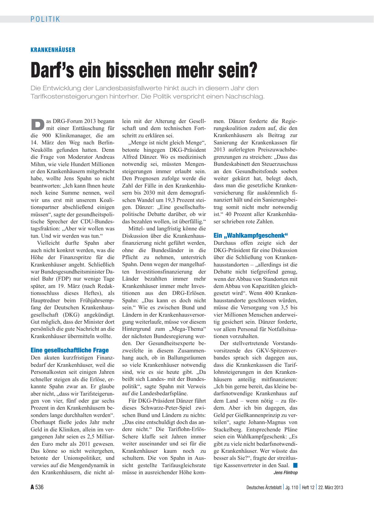 Vorschauseite 1: Krankenhäuser: Darf’s ein bisschen mehr sein?