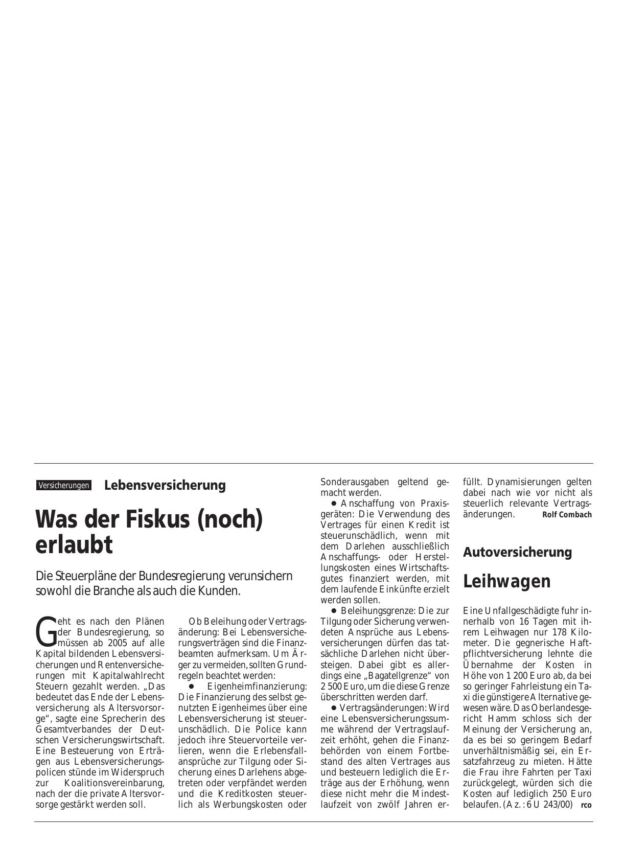 Vorschauseite 1: Lebensversicherung: Was der Fiskus (noch) erlaubt