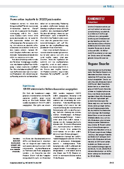 Vorschauseite 1: Influenza: Praxen sollten Impfstoffe für 2022/23 jetzt bestellen