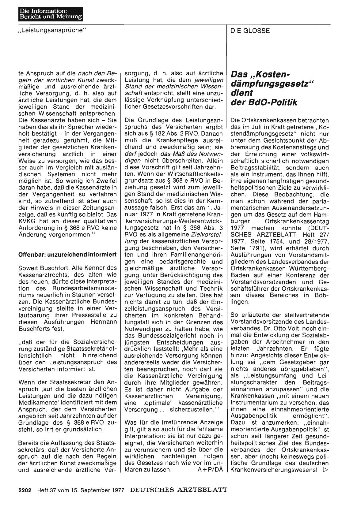 Vorschauseite 1: Das „Kostendämpfungsgesetz“ dient der BdO-Politik