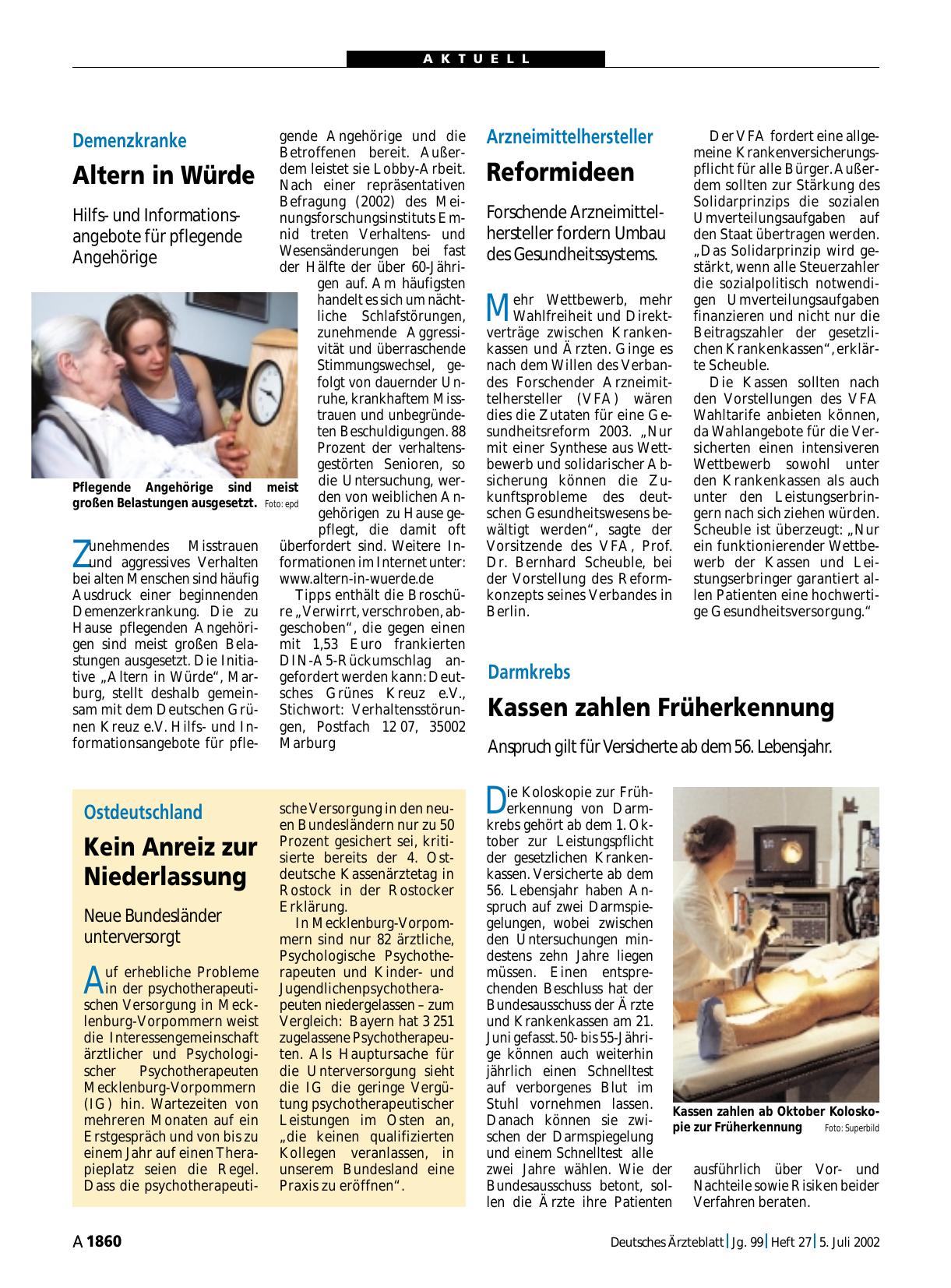 Vorschauseite 1: Demenzkranke: Altern in Würde