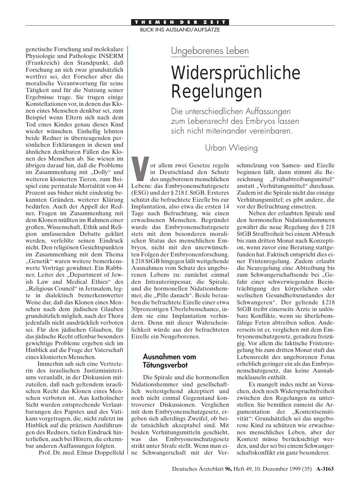 Vorschauseite 1: Ungeborenes Leben: Widersprüchliche Regelungen