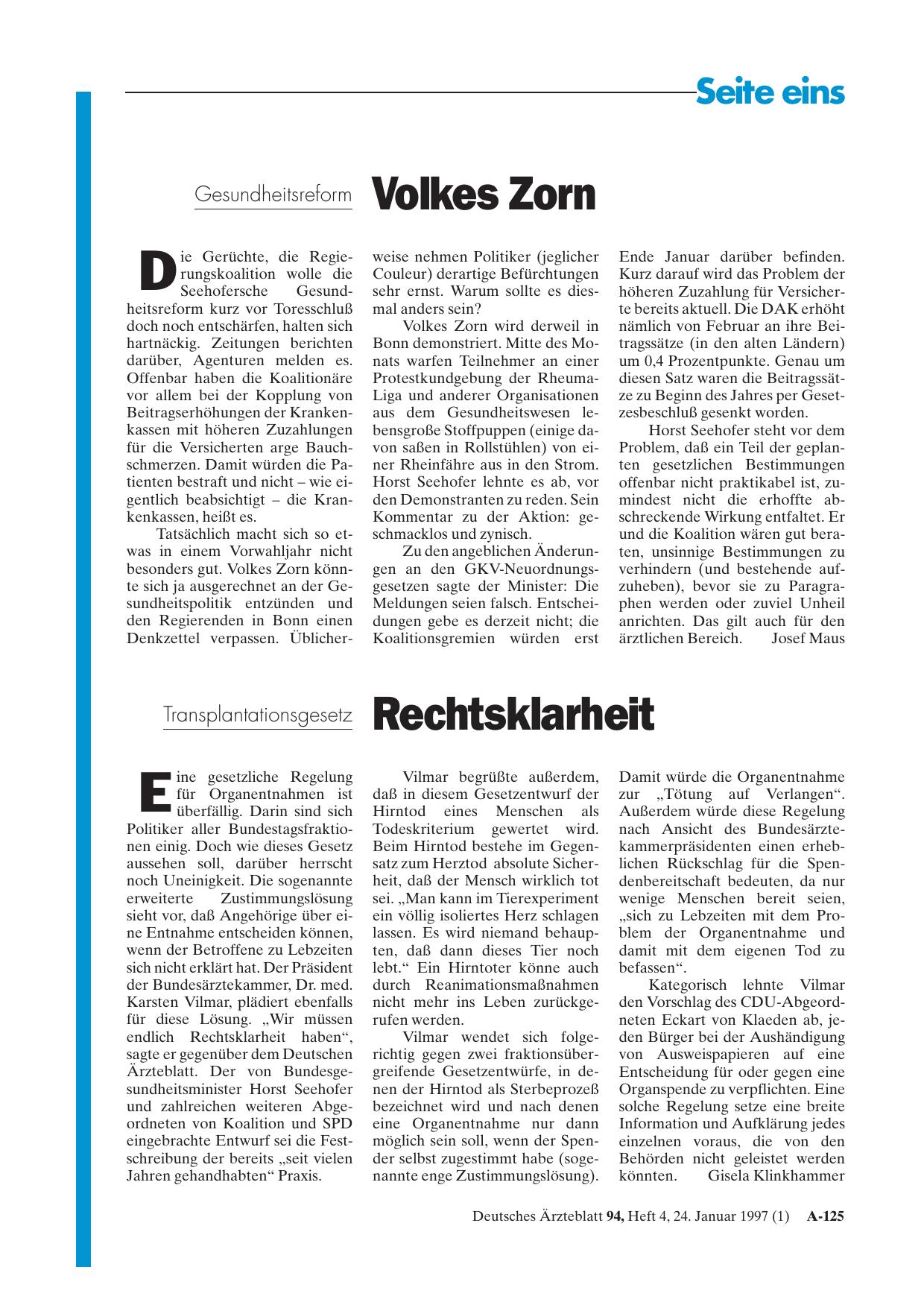 Vorschauseite 1: Transplantationsgesetz: Rechtsklarheit