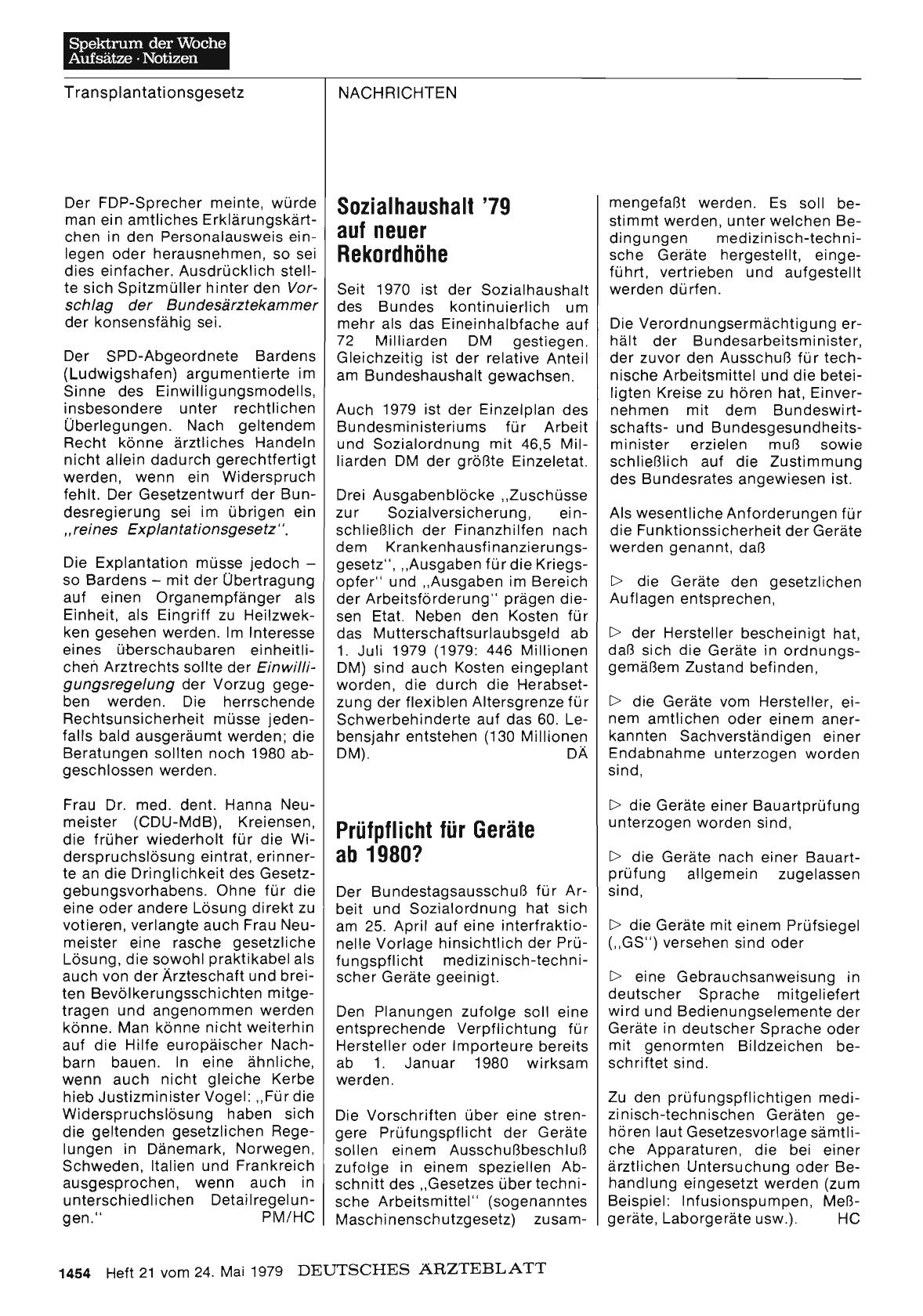 Vorschauseite 1: Sozialhaushalt '79 auf neuer Rekordhöhe