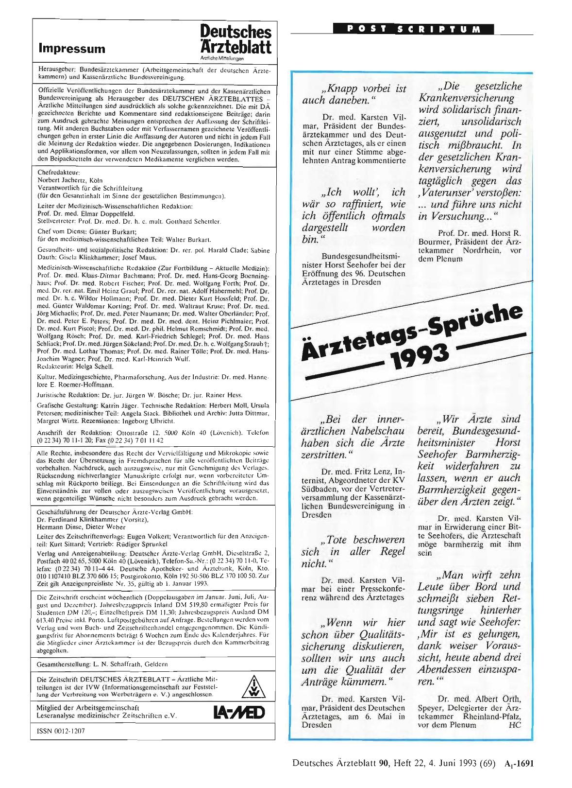 Vorschauseite 1: Ärztetags-Sprüche 1993