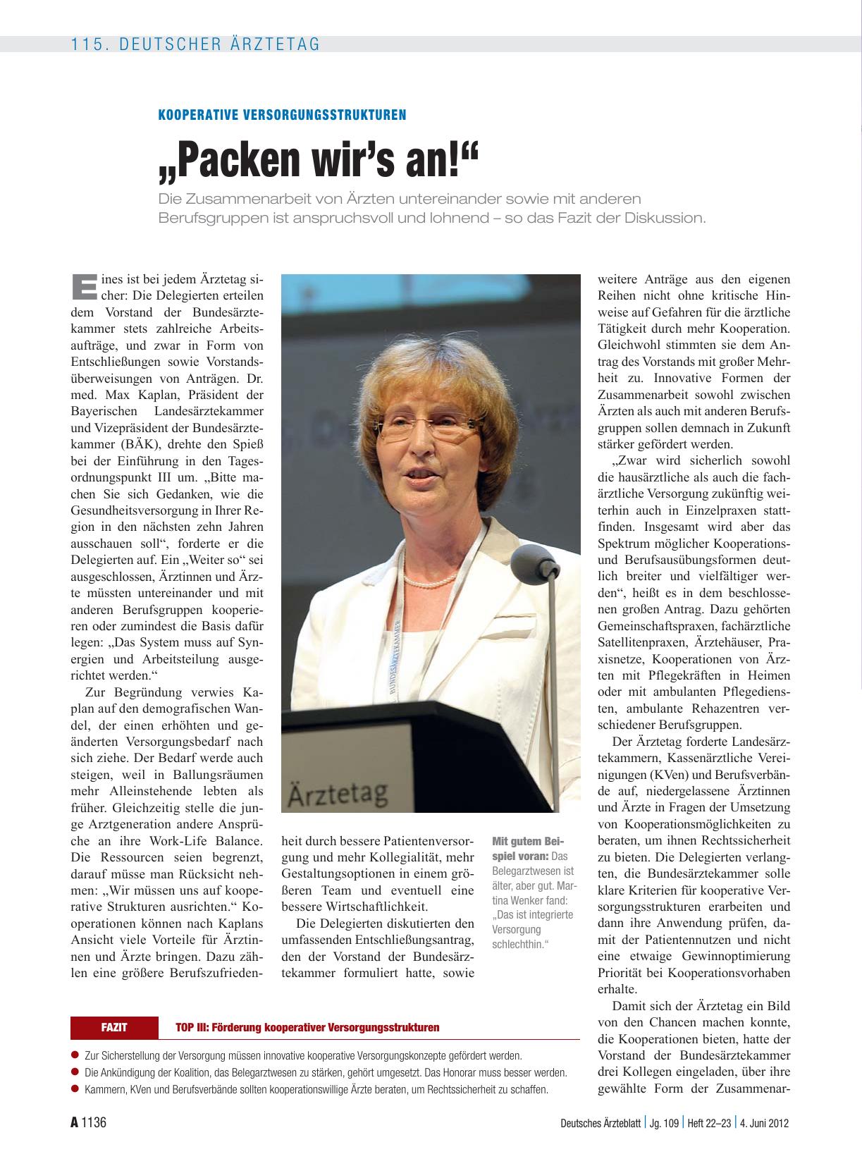Vorschauseite 1: Kooperative Versorgungsstrukturen: „Packen wir’s an!“