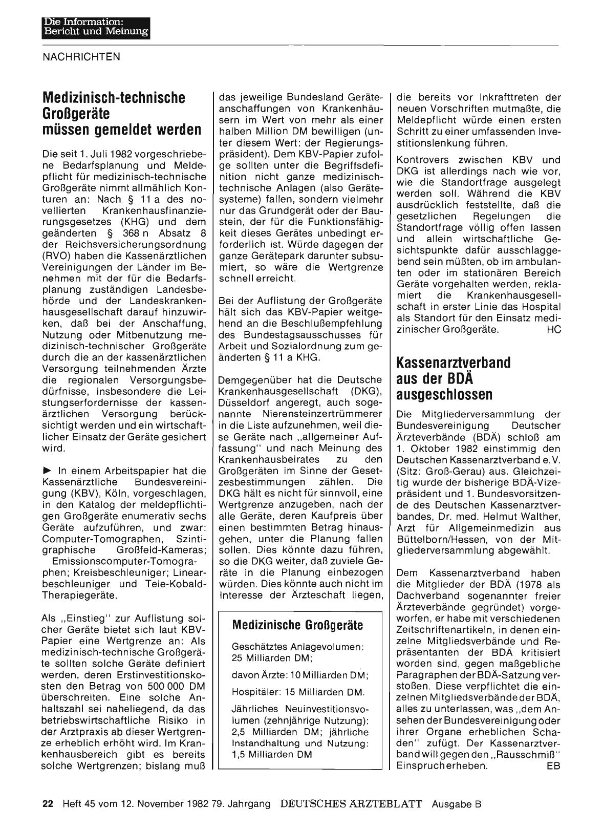 Vorschauseite 1: Medizinisch-technische Großgeräte müssen gemeldet werden