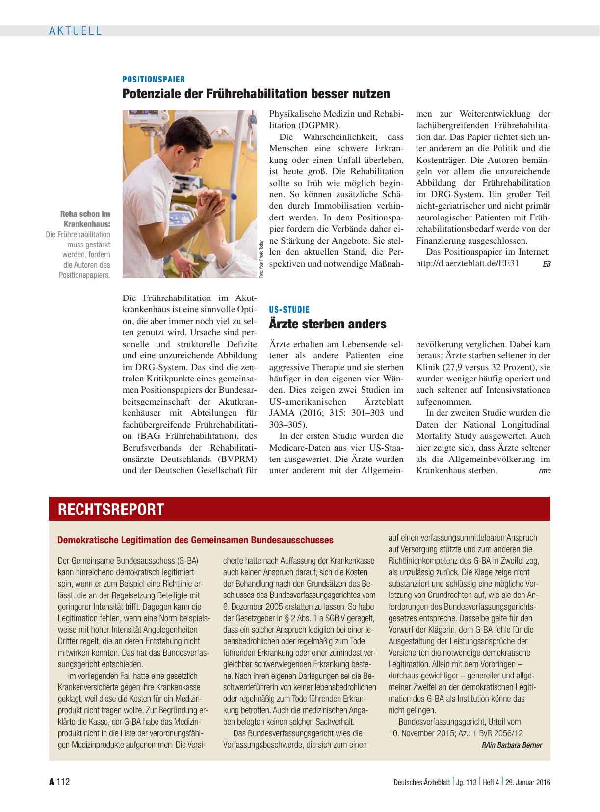 Vorschauseite 1: Positionspaier: Potenziale der Frührehabilitation besser nutzen