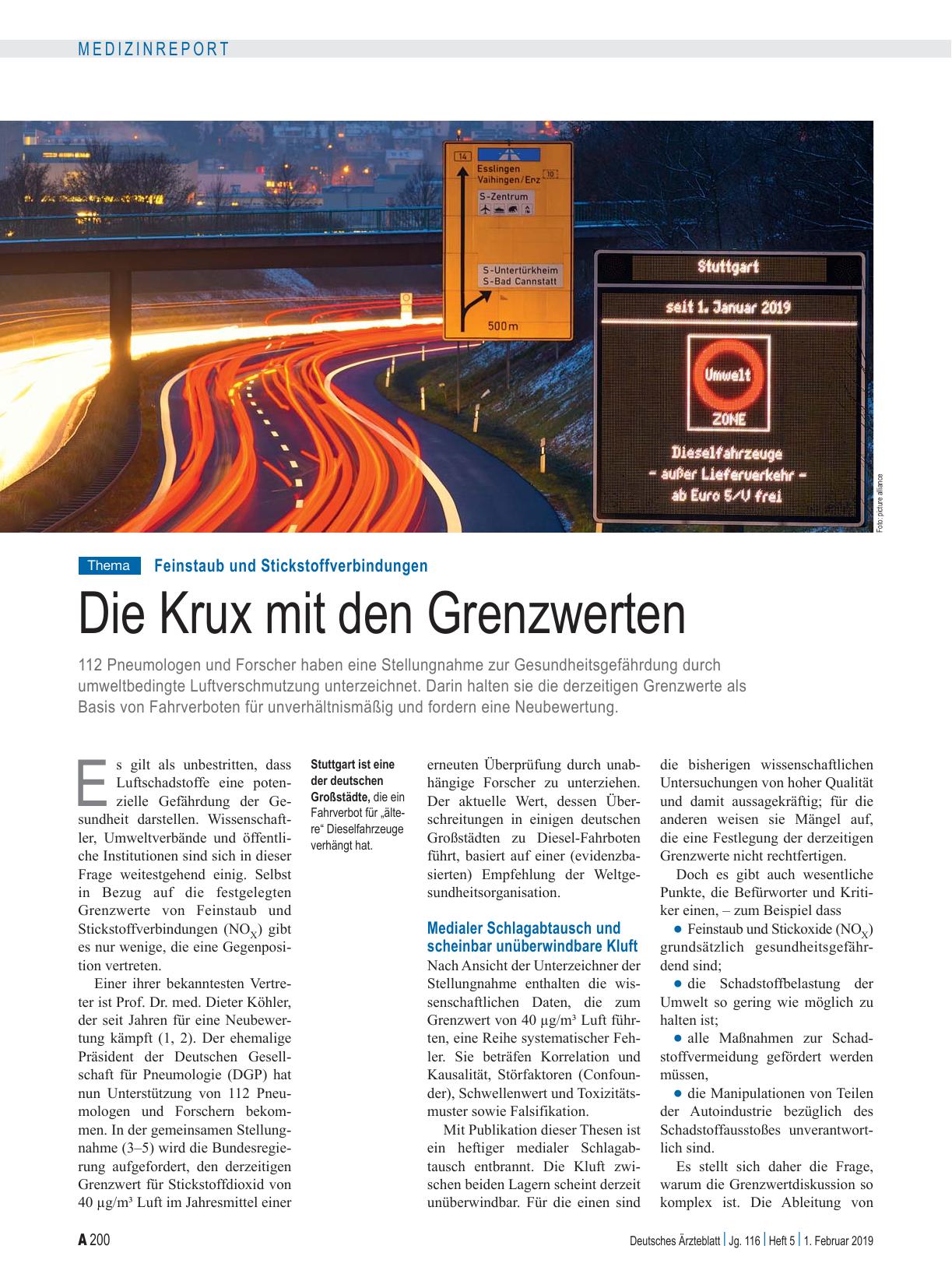 Vorschauseite 1: Feinstaub und Stickstoffverbindungen: Die Krux mit den Grenzwerten