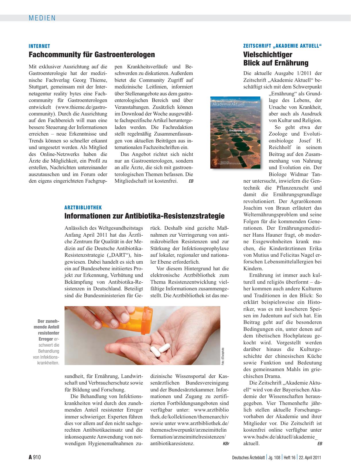 Vorschauseite 1: Zeitschrift „Akademie Aktuell“: Vielschichtiger Blick auf Ernährung