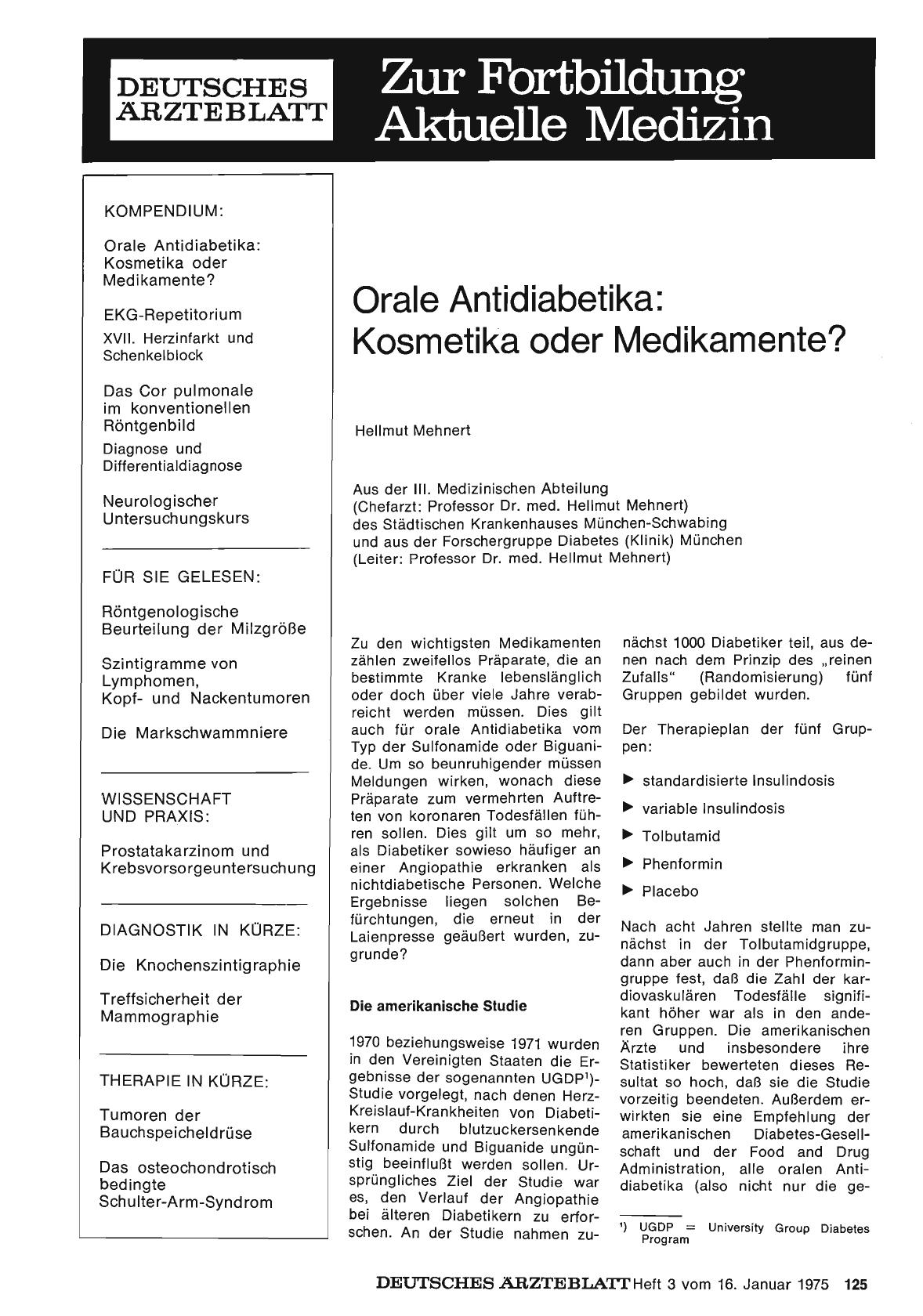 Vorschauseite 1: Orale Antidiabetika: Kosmetika oder Medikamente?