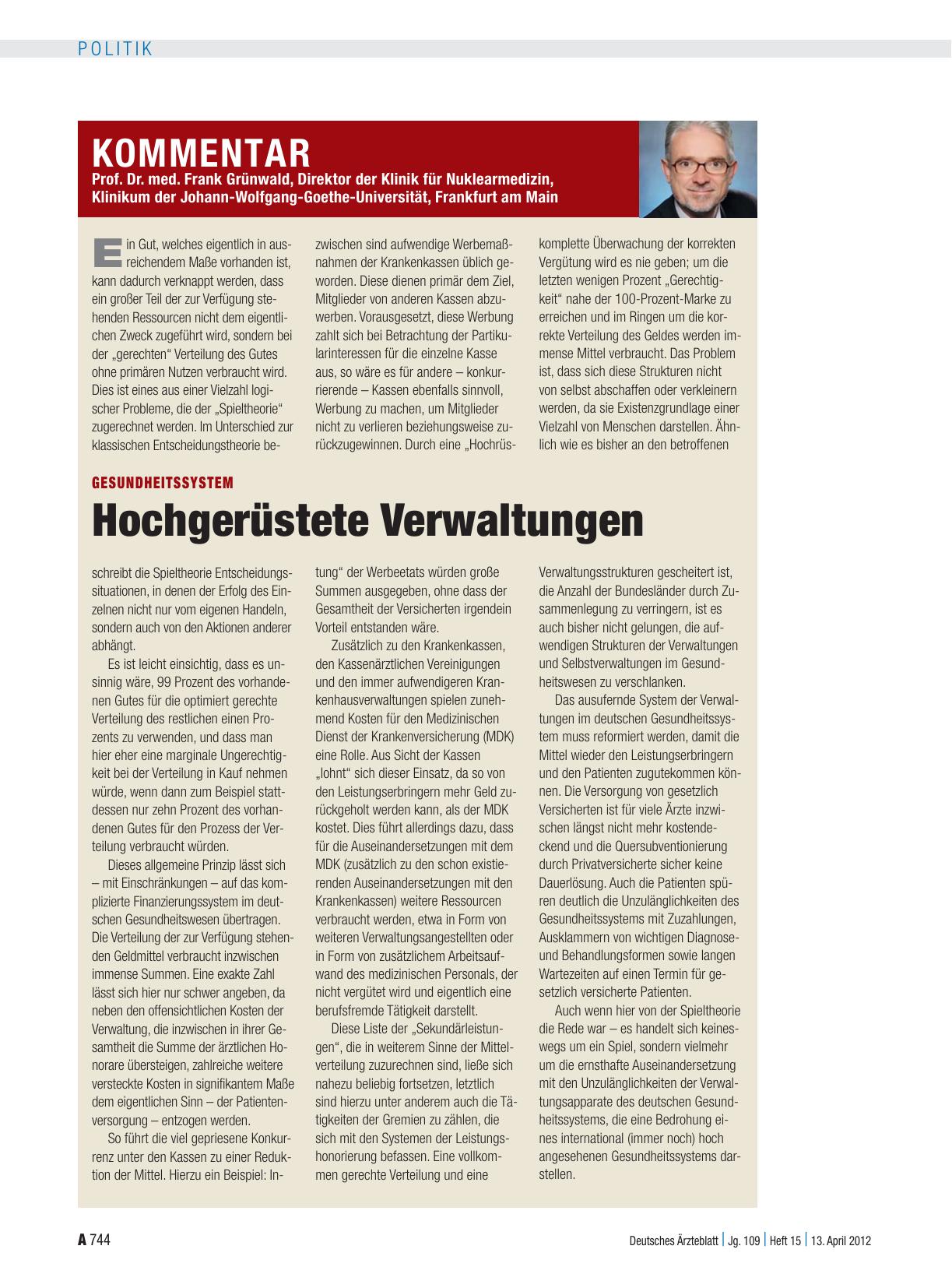 Vorschauseite 1: Gesundheitssystem: Hochgerüstete Verwaltungen
