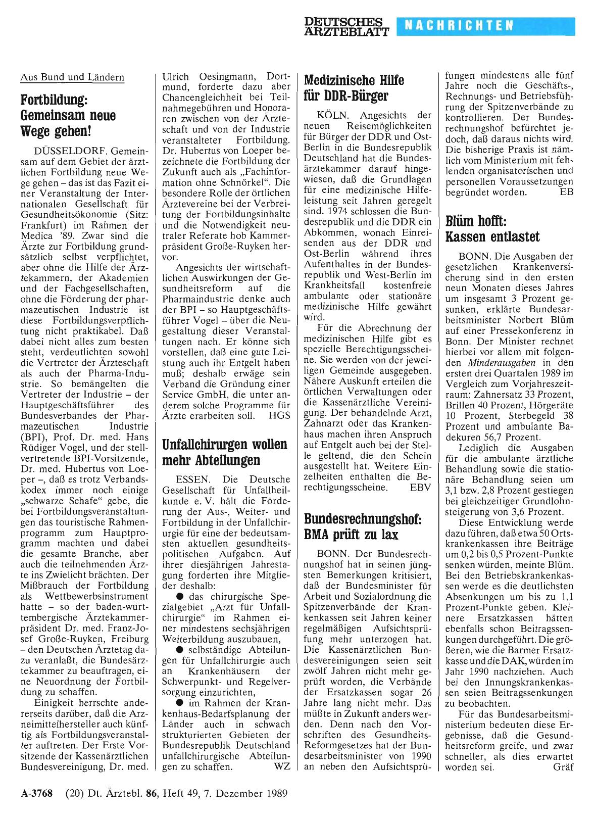Vorschauseite 1: Medizinische Hilfe für DDR-Bürger