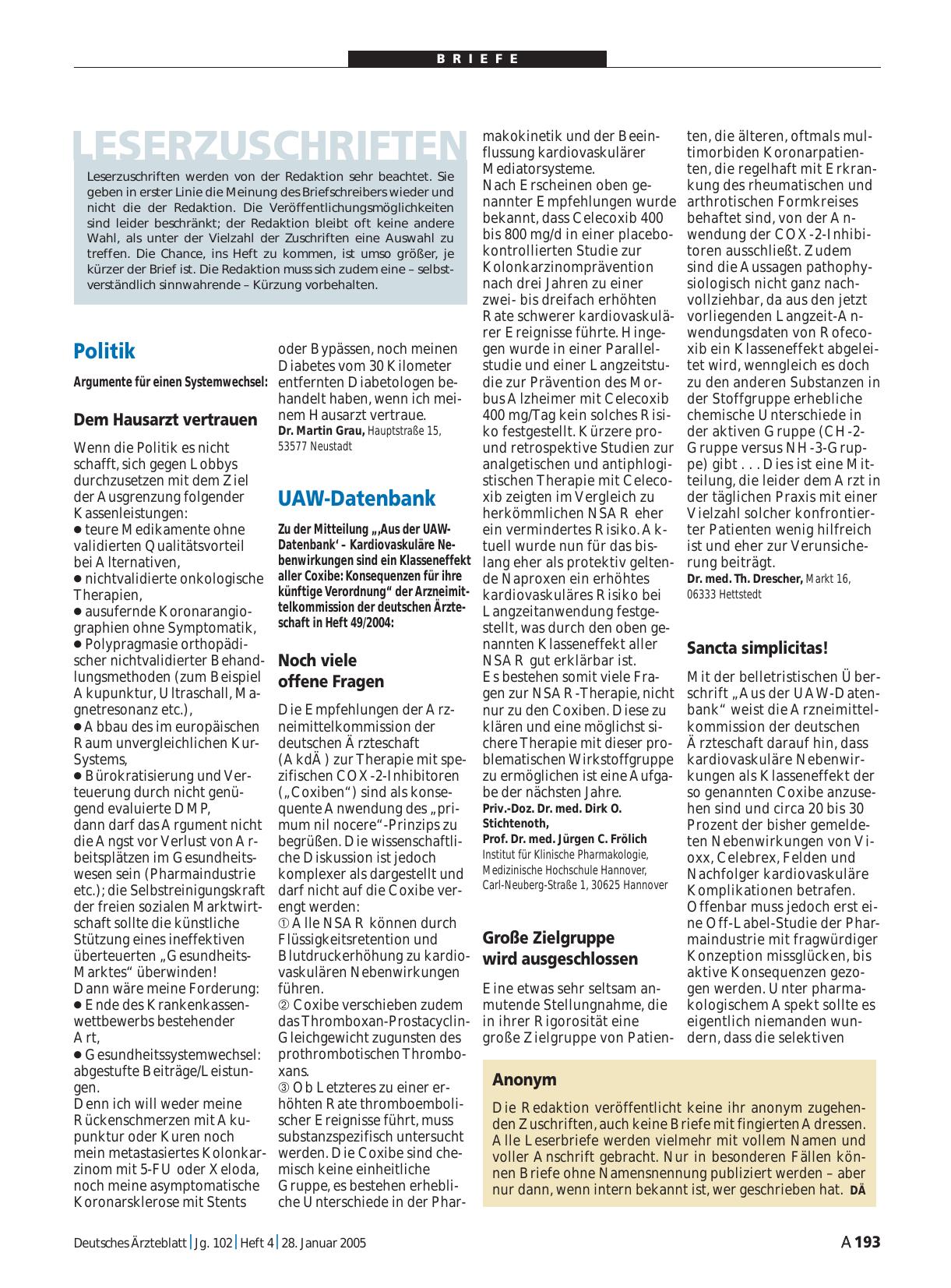 Vorschauseite 1: Politik: Dem Hausarzt vertrauen
